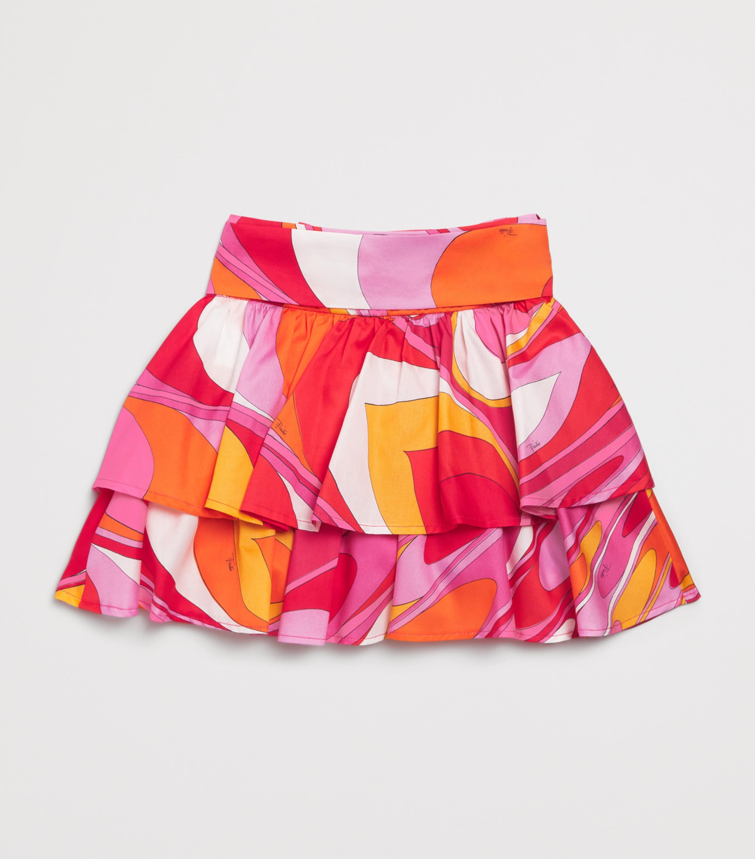 Cotton Swirl Tiered Skirt (4-14 Years) 50EARFRAGOLA/ARANCIO Image 2