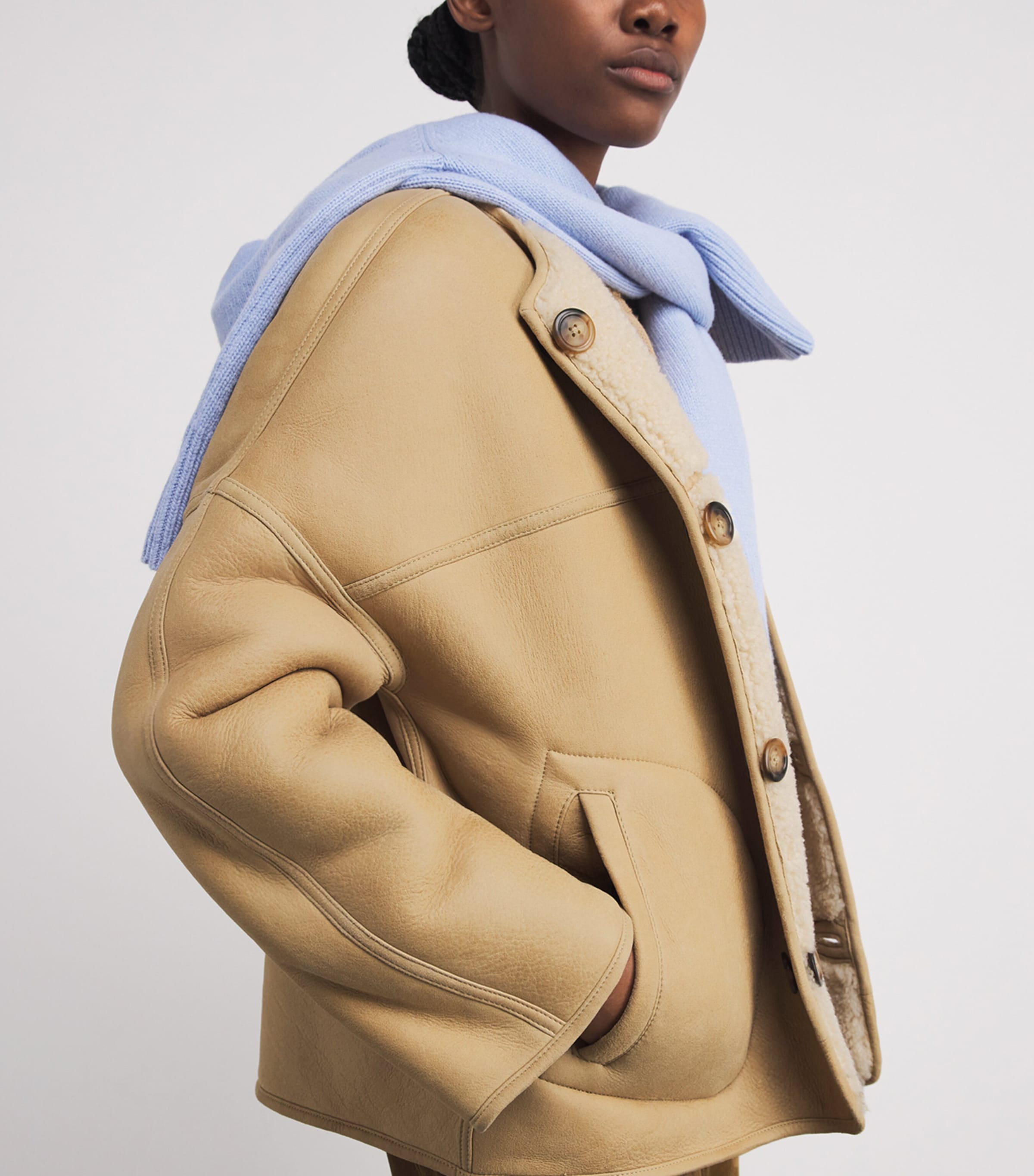 Shearling Reversible Jacket TAUPE/CREAM Image 6