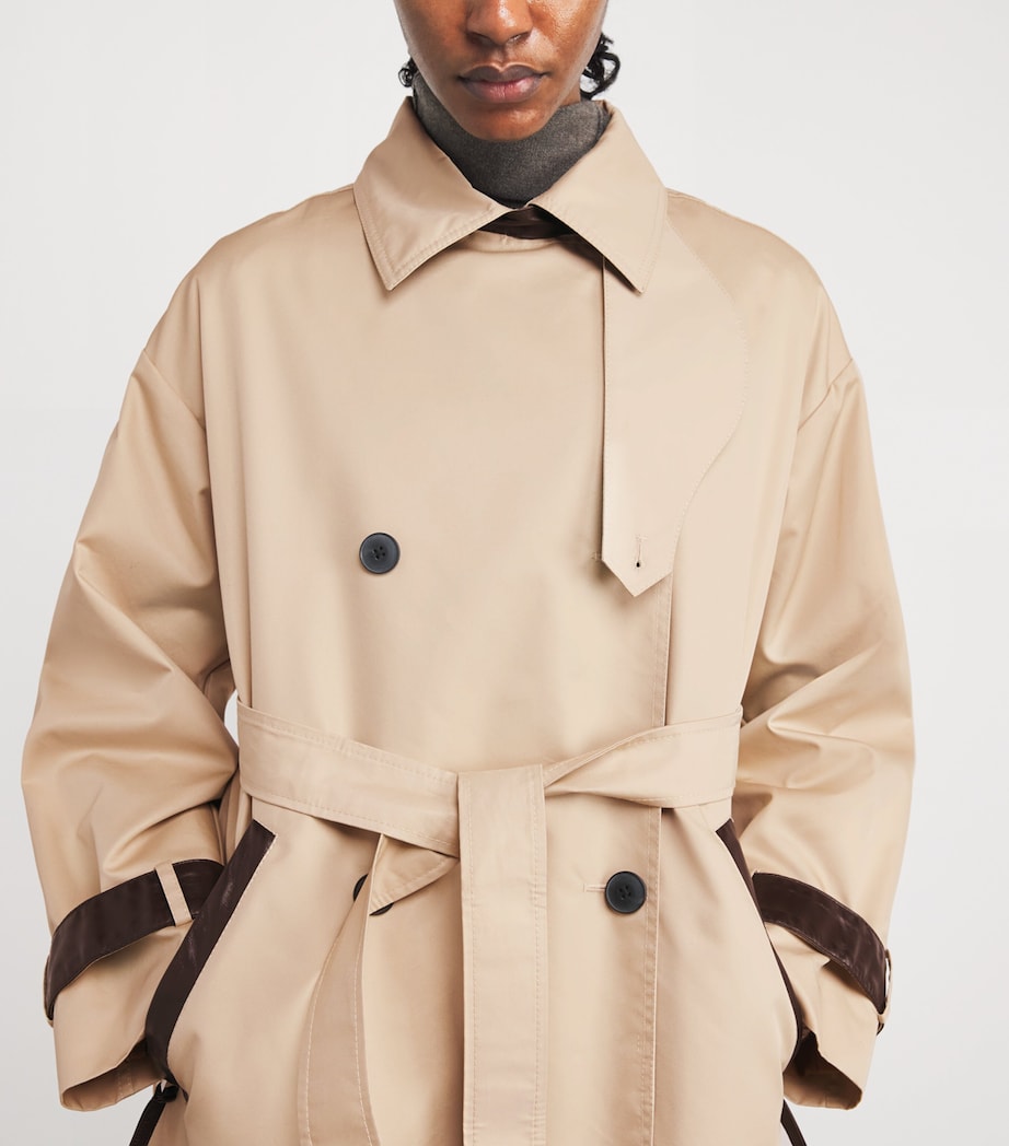 Sheepskin-Trim Trench Coat BEIGE Image 6