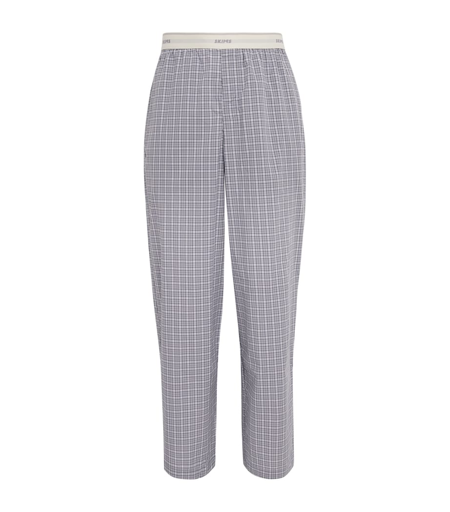 Skims Mens Cotton Check Pyjama Bottoms Full Moon Check Image 1