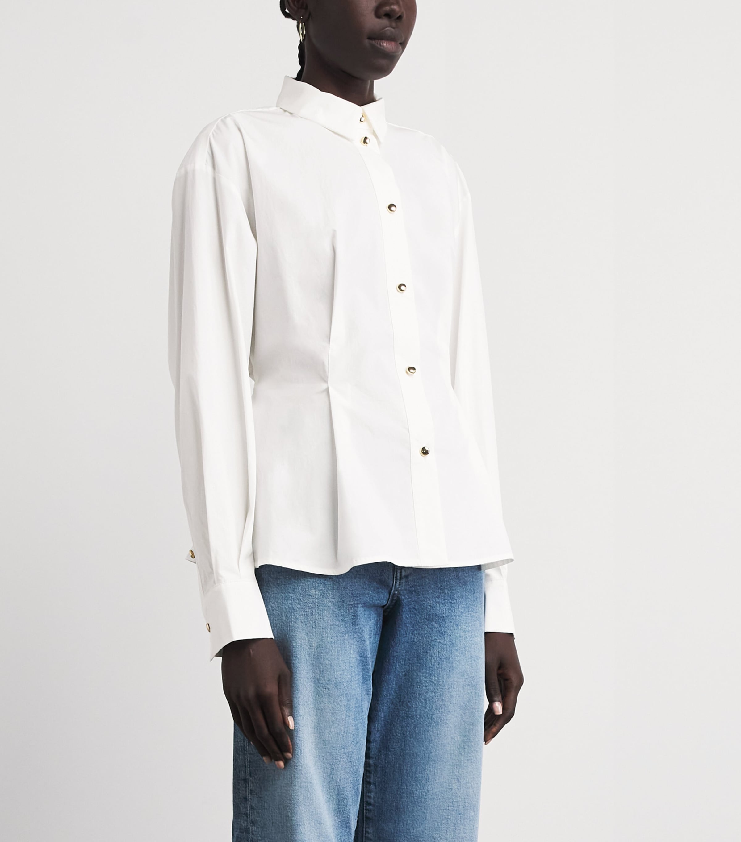 Maje Womens Cotton Fitted Lace-Up Shirt White Image 4