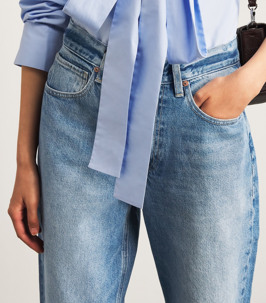 PAIGE Womens High-Rise Tapered Emilie Jeans Mariners Image 3