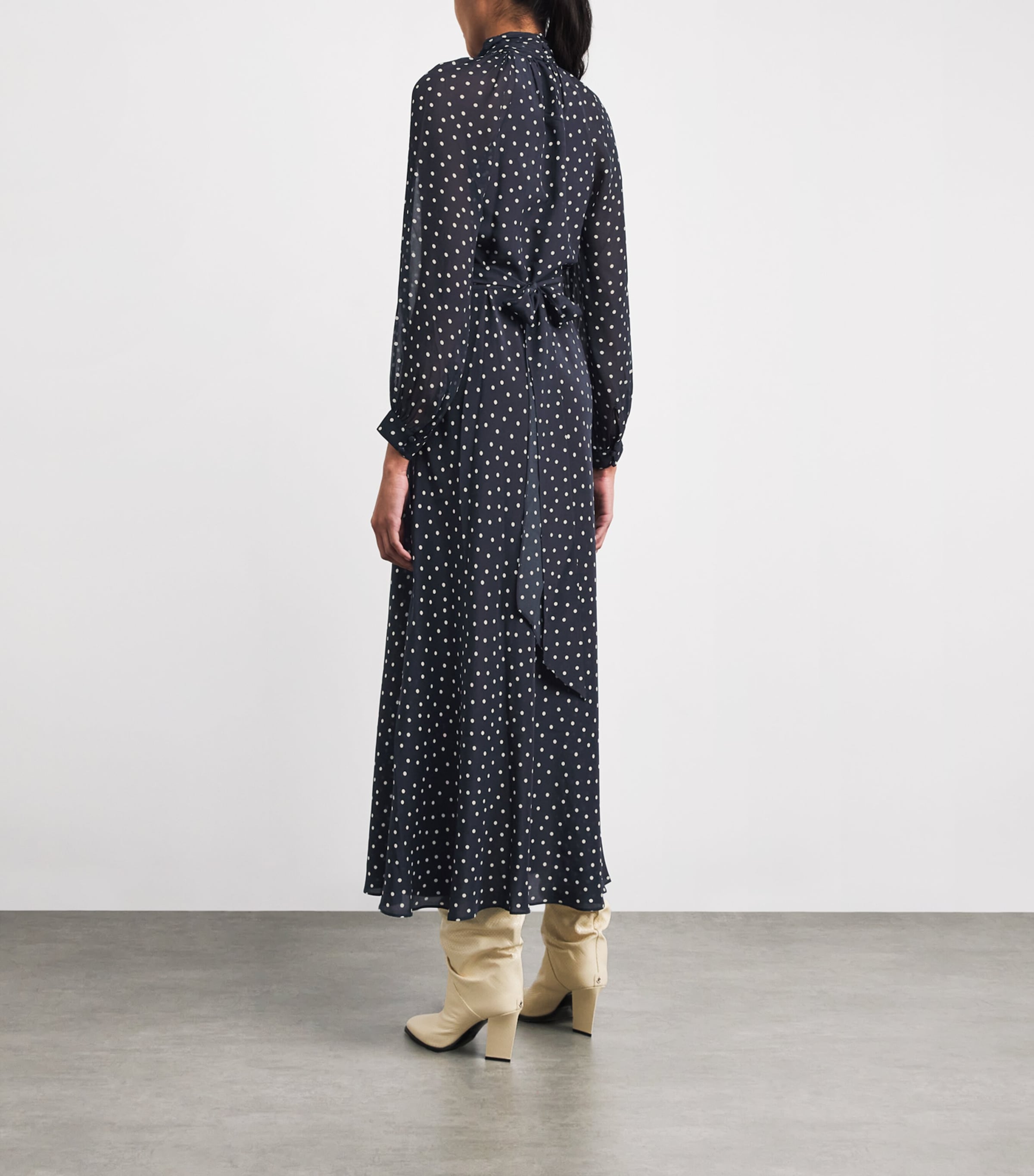 Silk Paige Midi Dress LAYLA DOT NAVY Image 3