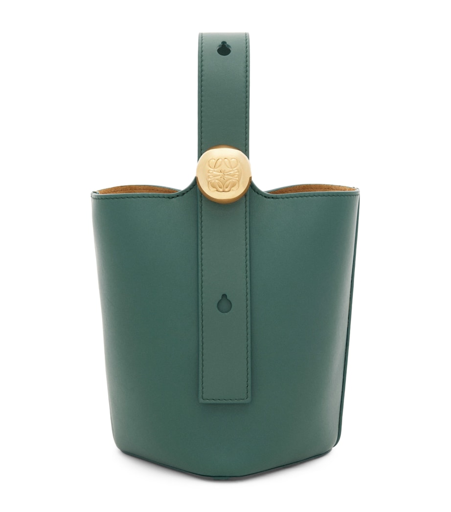 Mini Leather Pebble Bucket Bag VETIVER Image 1