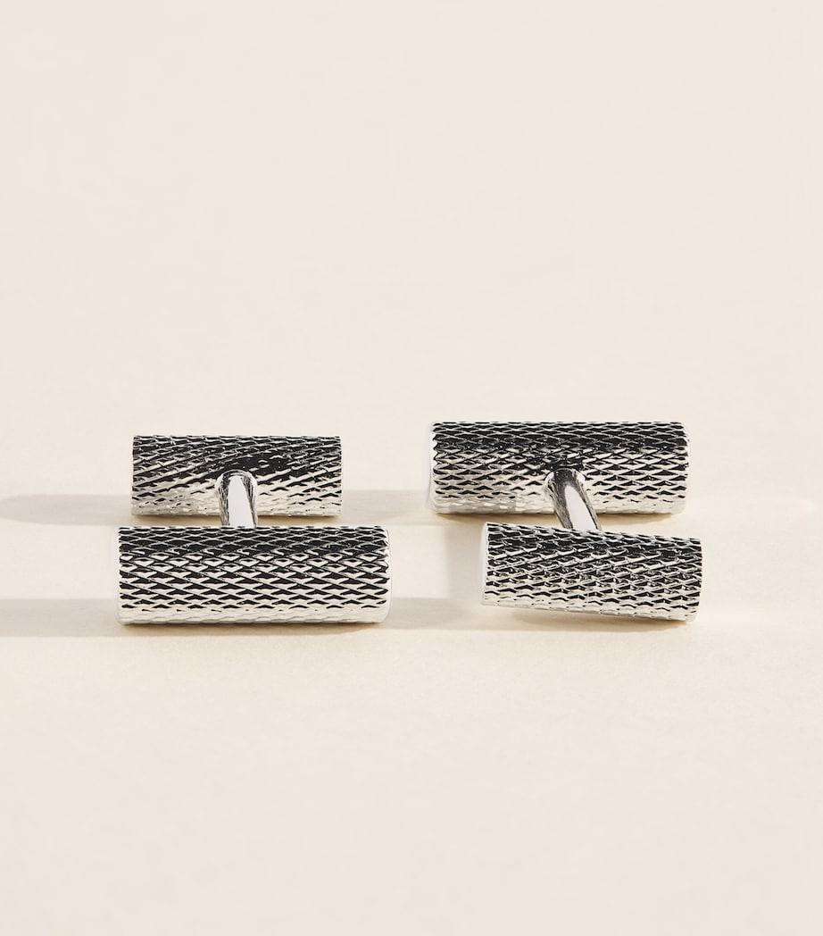 Babette Wasserman Rhodium-Plated Thread Bar Cufflinks Rhodium Image 1