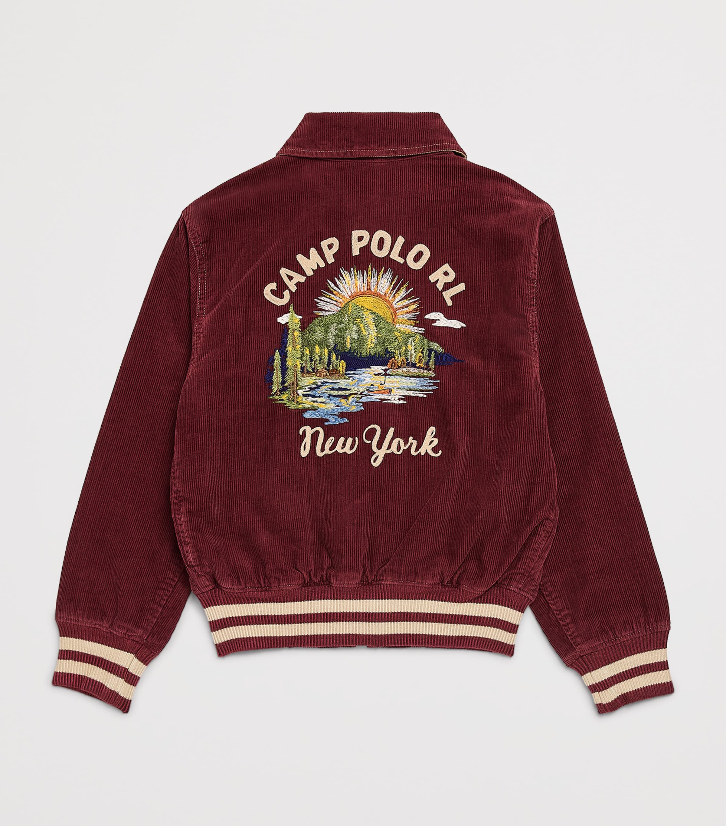 Ralph Lauren Kids Corduroy Embroidered Bomber Jacket (6-14 Years) Pomegranate Image 2