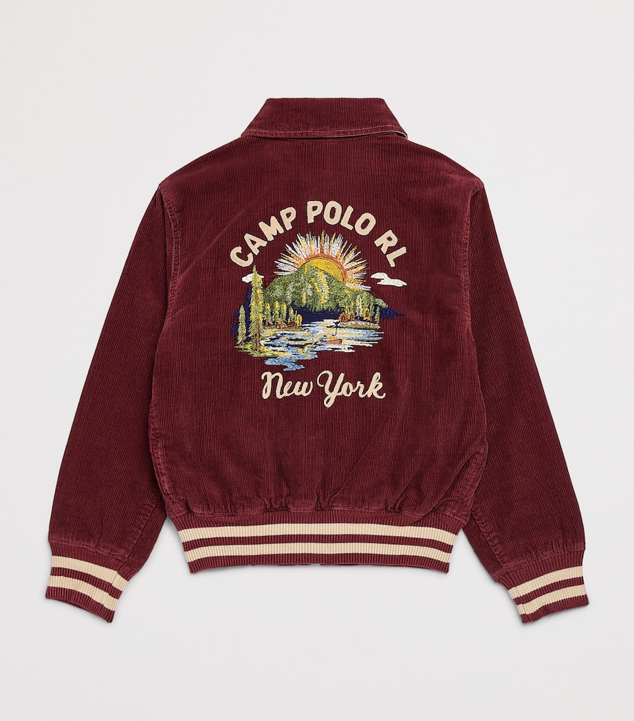 Ralph Lauren Kids Corduroy Embroidered Bomber Jacket (6-14 Years) Pomegranate Image 2