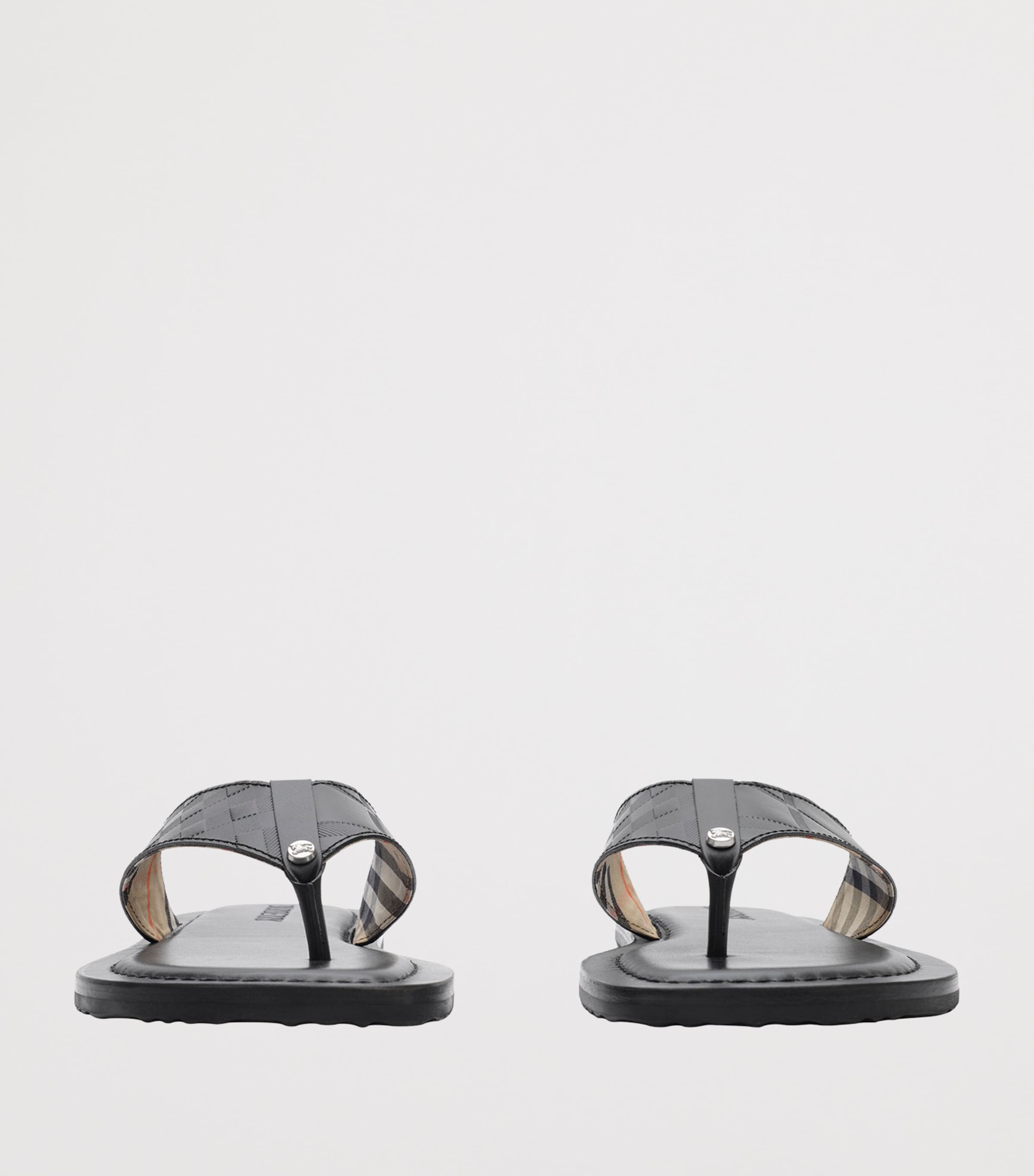 Burberry Leather Embossed Check Pavilion Sandals Black Image 2