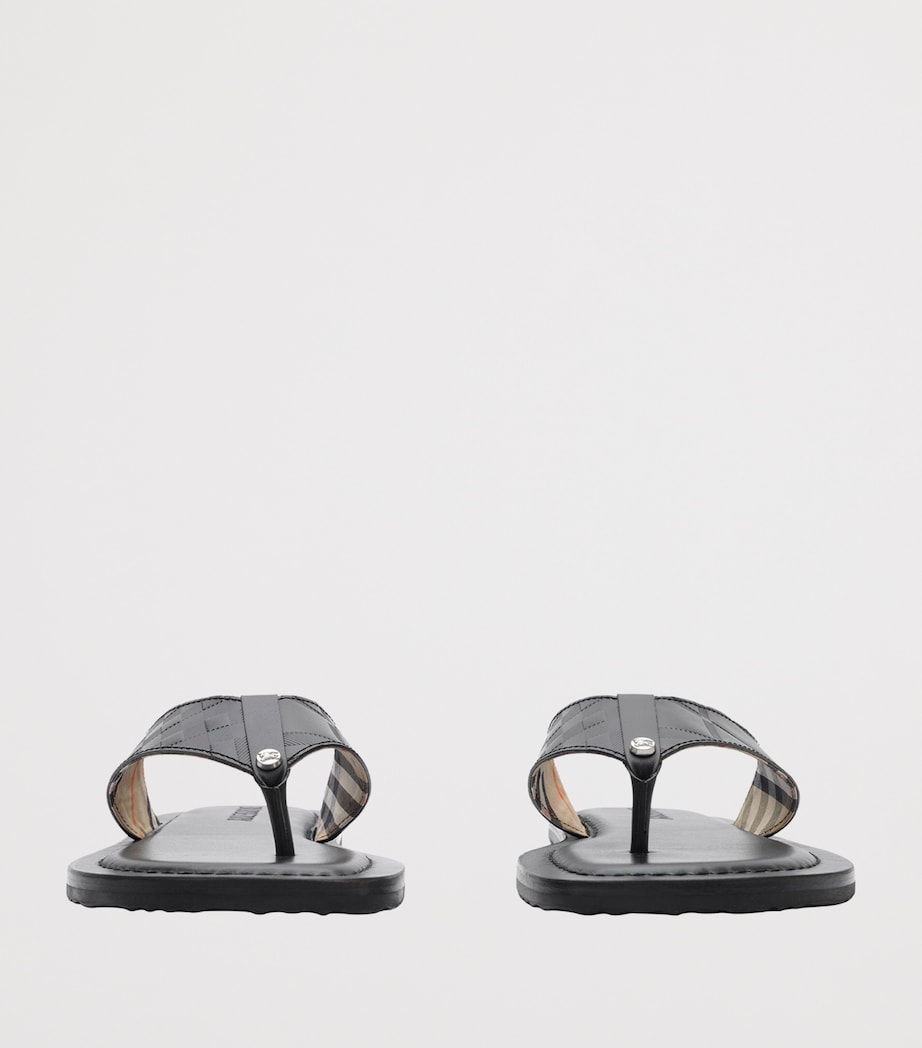 Burberry Leather Embossed Check Pavilion Sandals Black Image 2