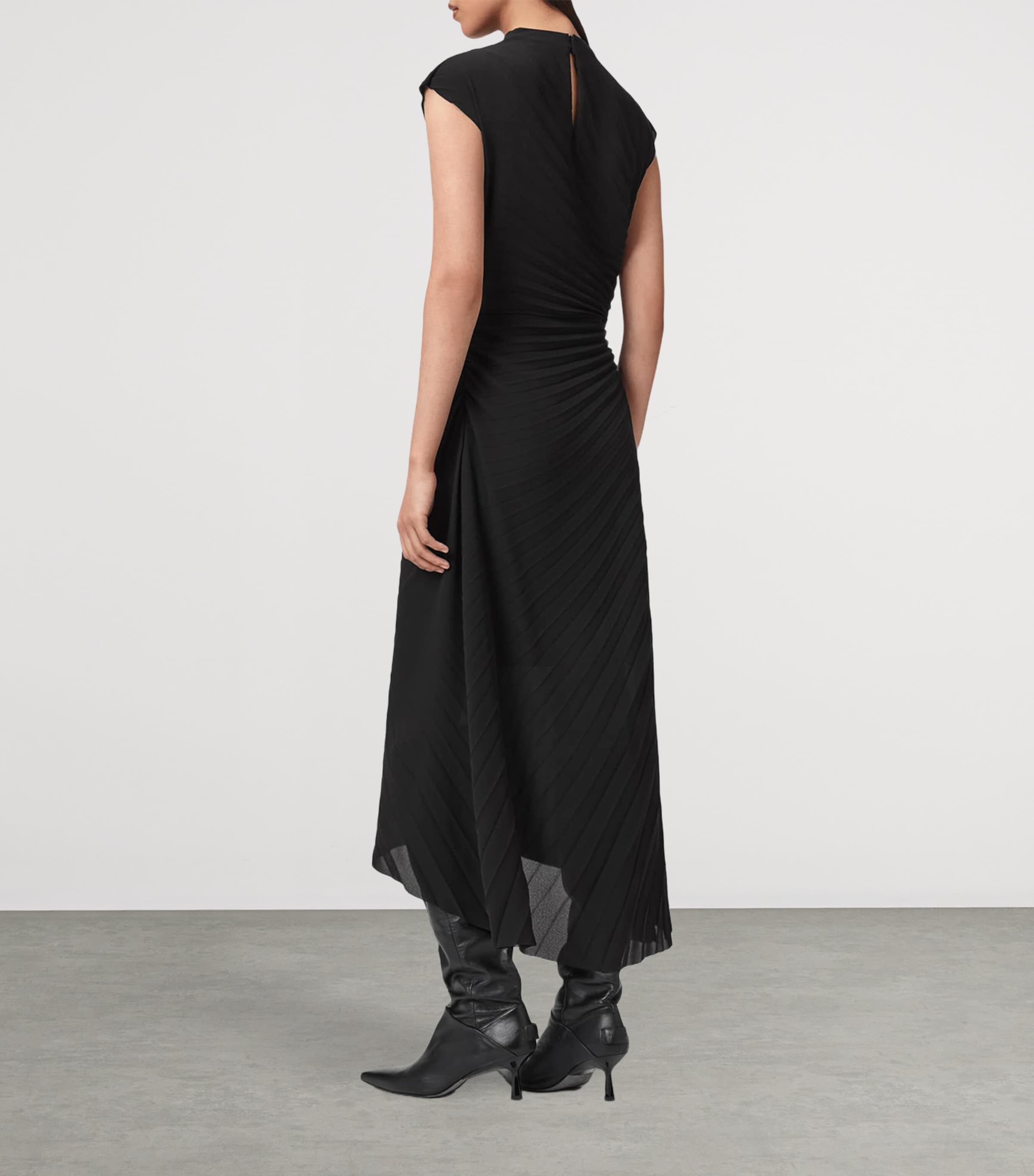 AllSaints Womens Pleated Rayanna Dress Black Image 4