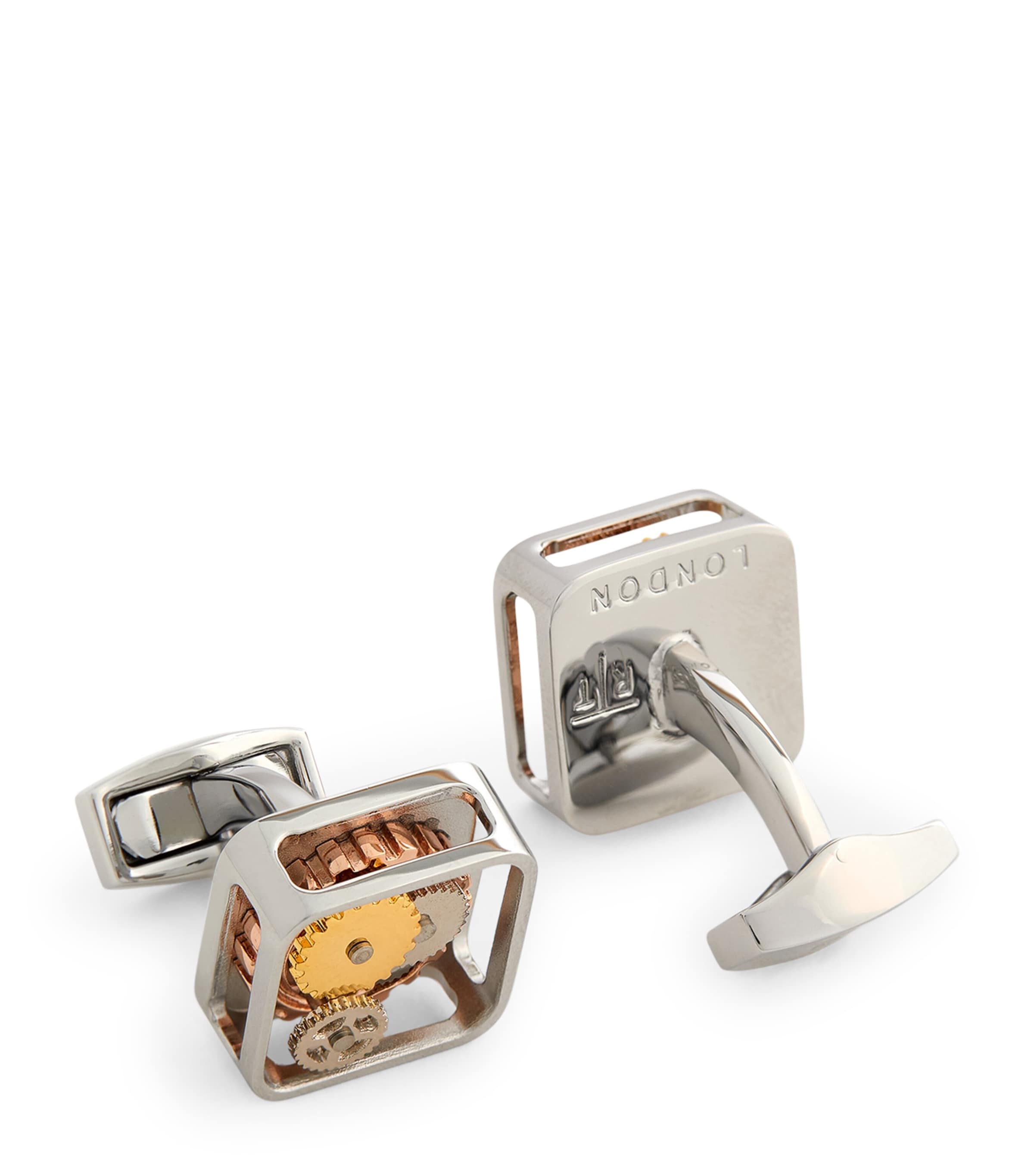 Tateossian Square Gear Cufflinks In Gray