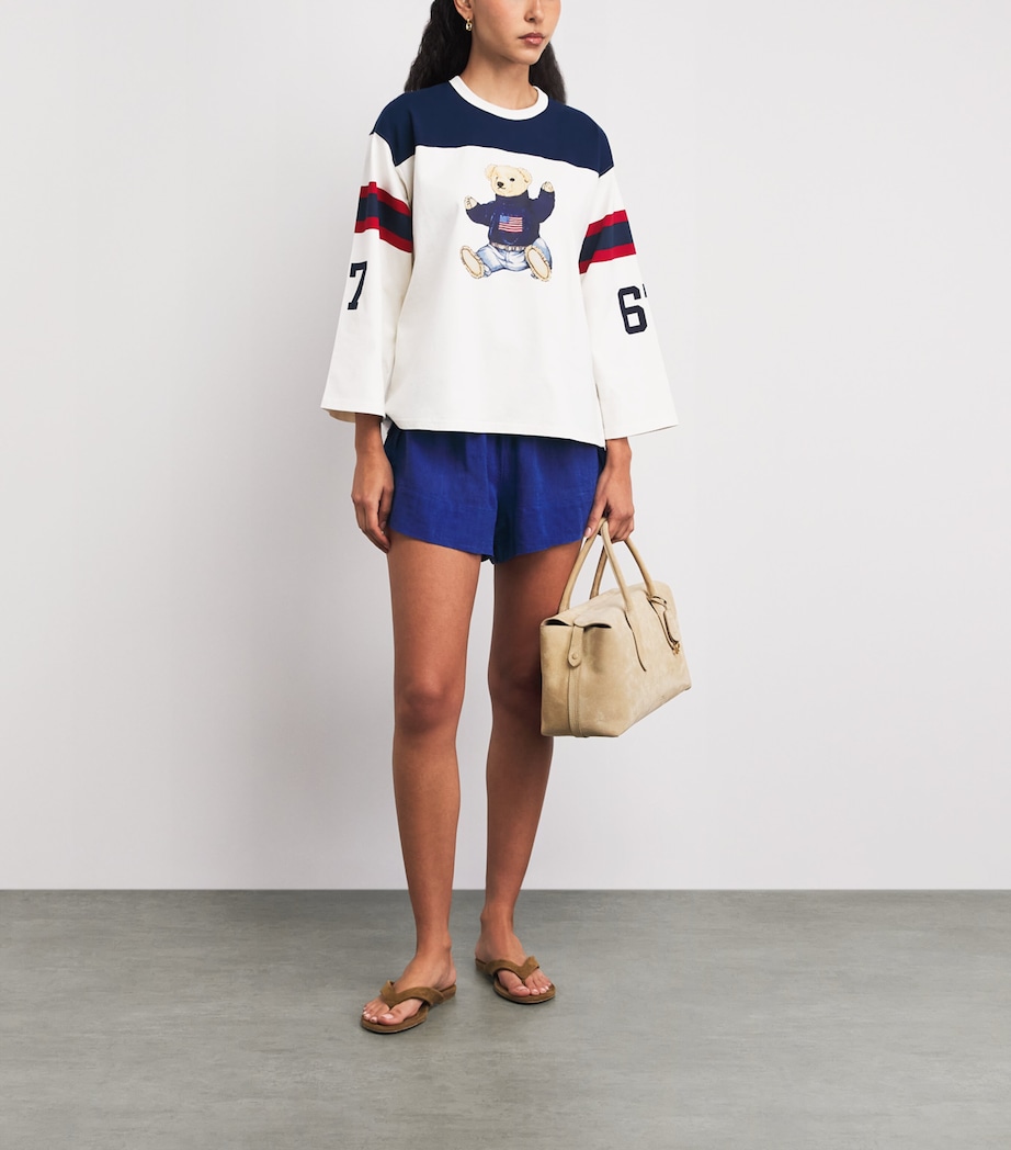Polo Ralph Lauren Womens Cotton Sitting Bear T-Shirt Warm Wht/newport Nvy Image 2