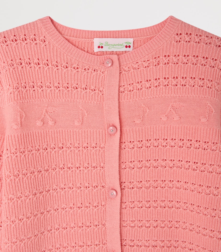 Bonpoint Wool-Blend Cardigan (4-8 Years) Rose Bonbon Image 3