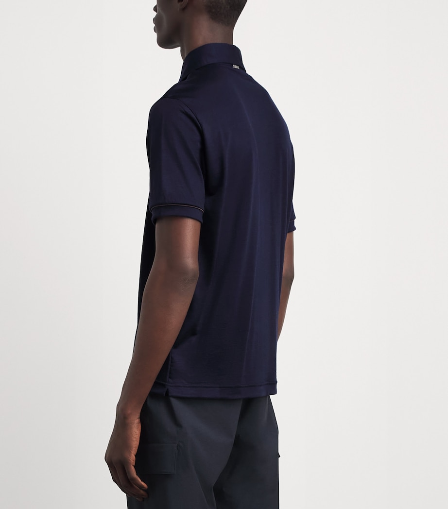 Herno Mens Wool Polo Shirt Blue Image 5