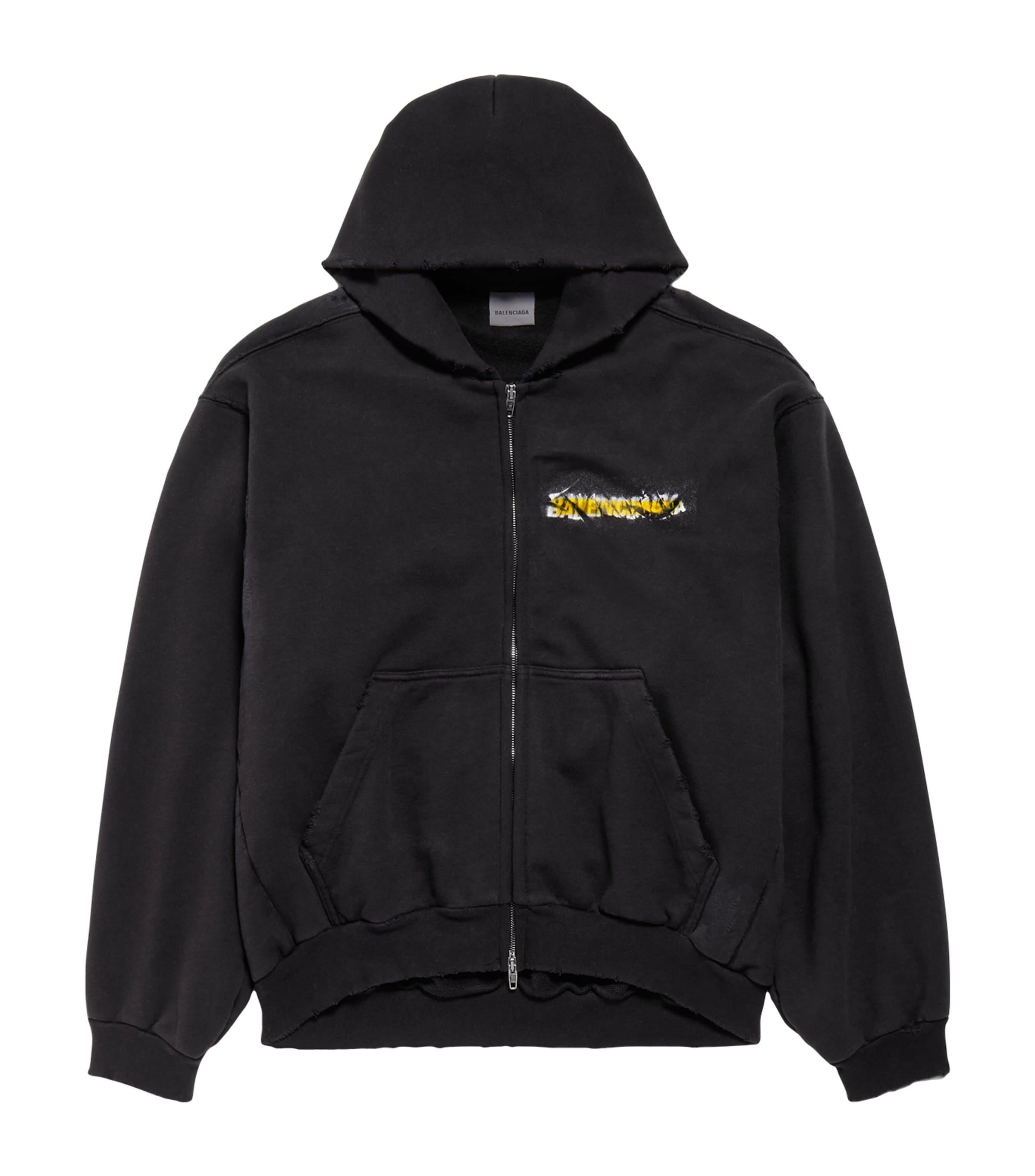 Balenciaga Womens Cotton Spray Logo Zip-Up Hoodie Image 1