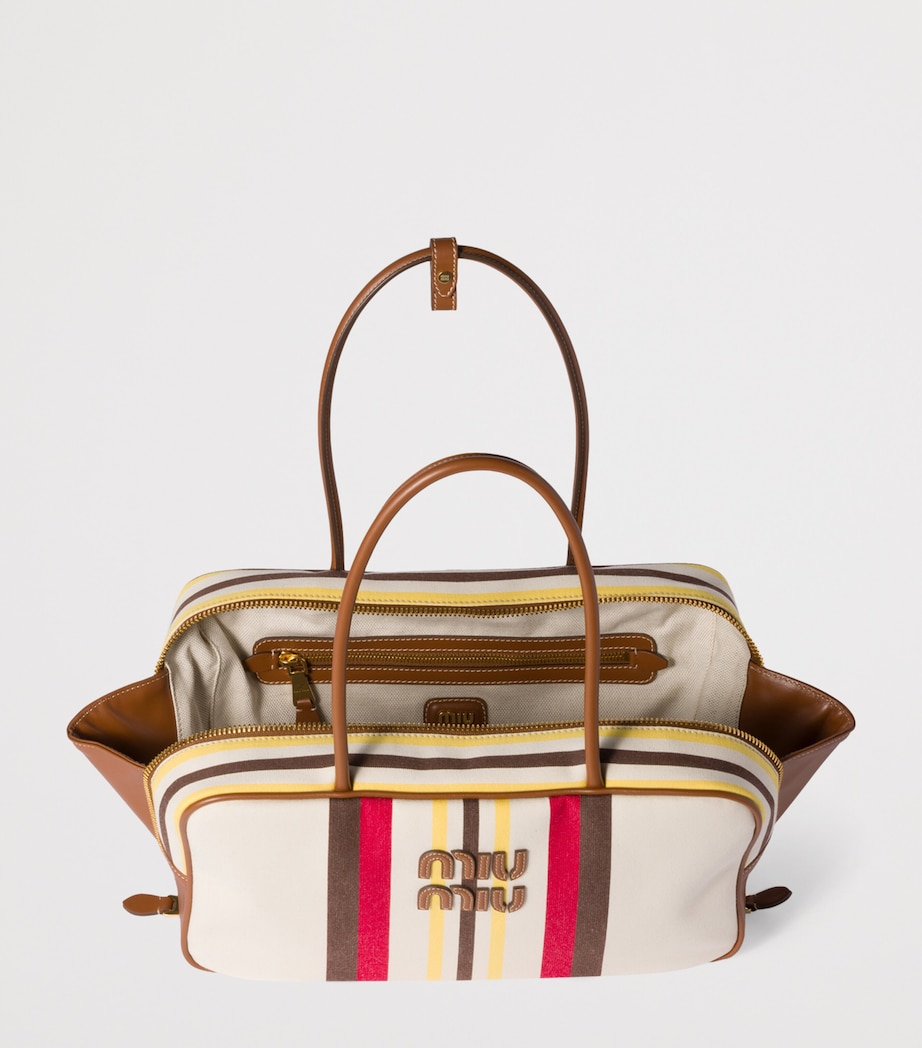 Leather-Canvas Beau Top-Handle Bag F061W Image 6