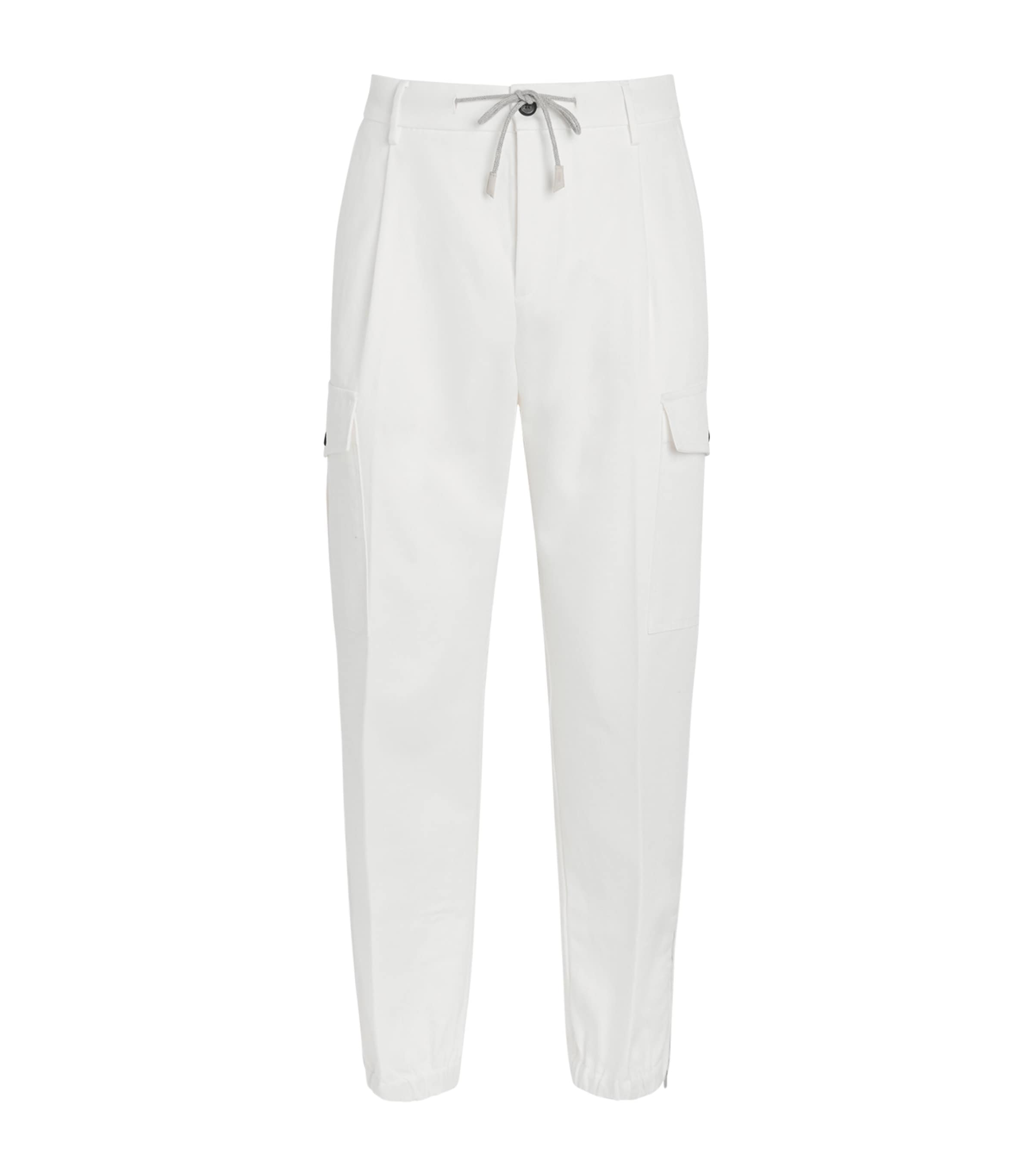 Eleventy Mens Cotton Cargo Trousers Bianco Image 1