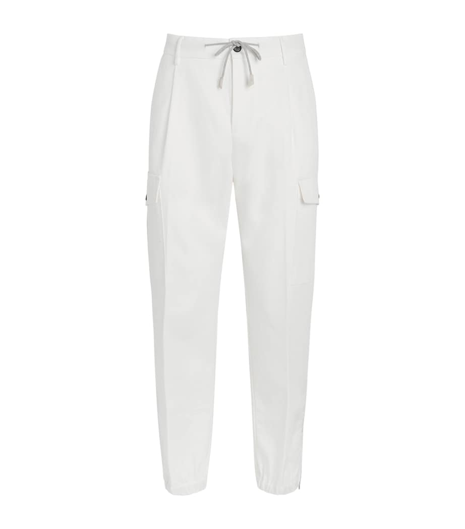 Eleventy Mens Cotton Cargo Trousers Bianco Image 1