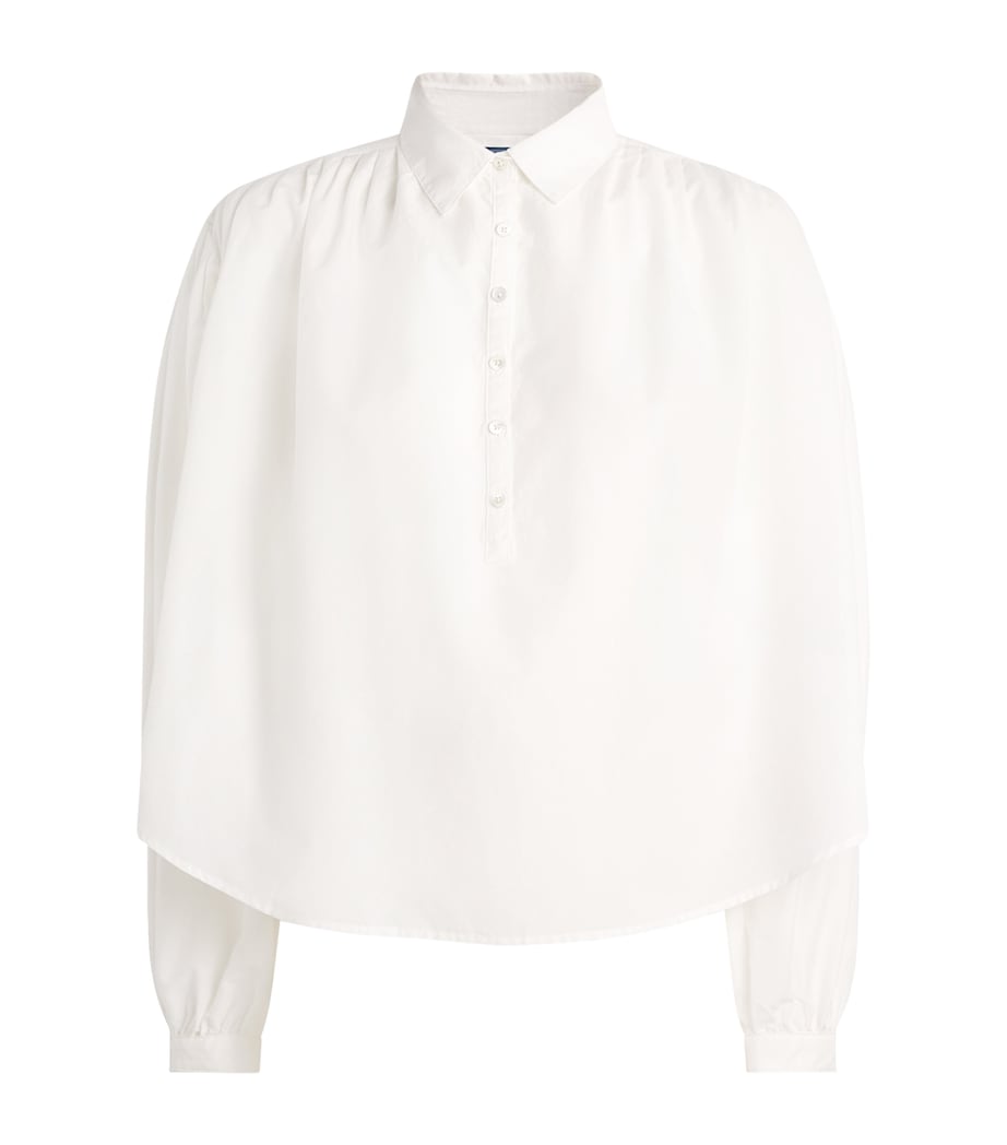 Cotton-Silk Pleated Blouse WHITE Image 1