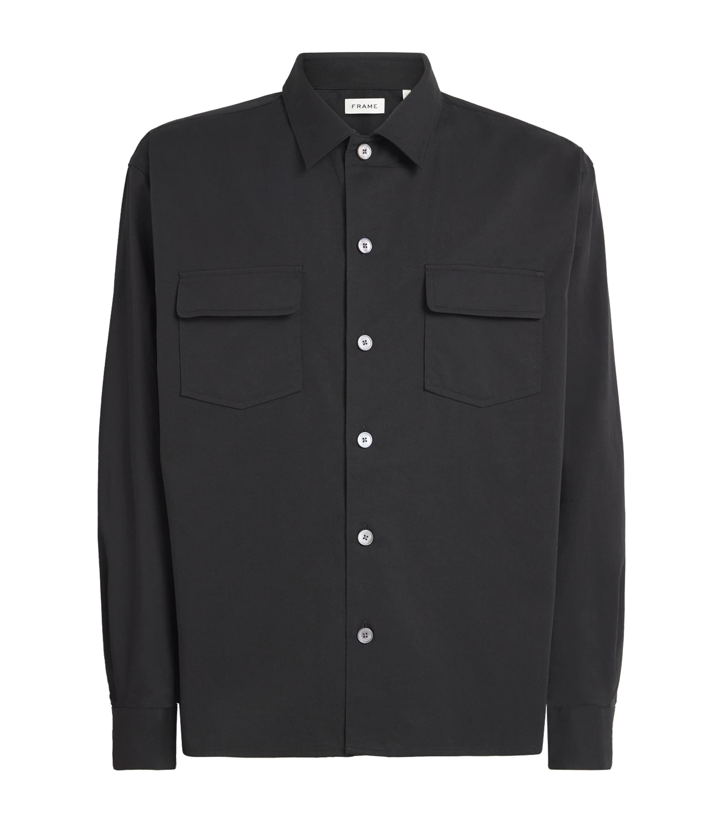 Cotton Patch-Pocket Overshirt WASHED BLACK Image 1
