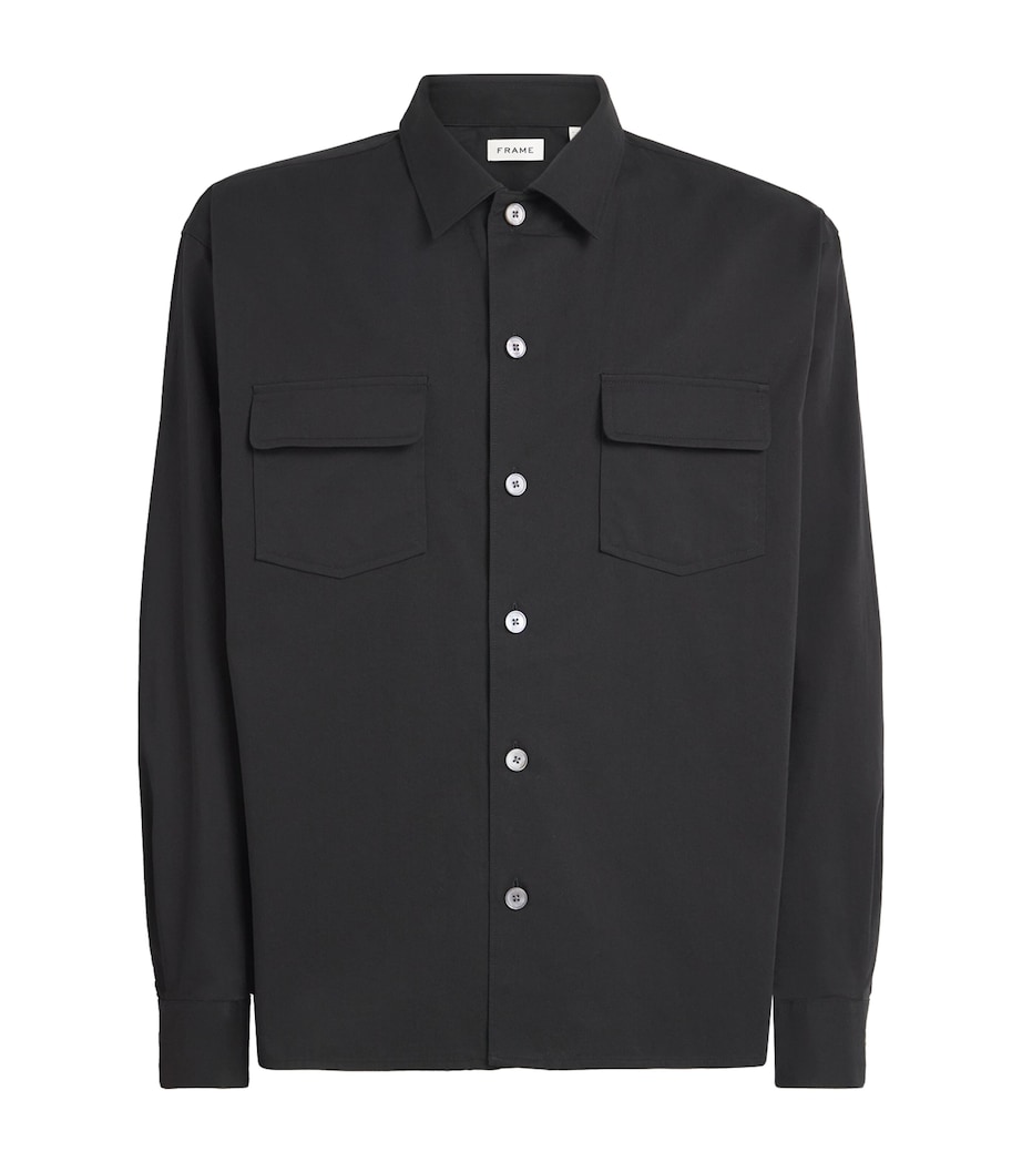 Cotton Patch-Pocket Overshirt WASHED BLACK Image 1