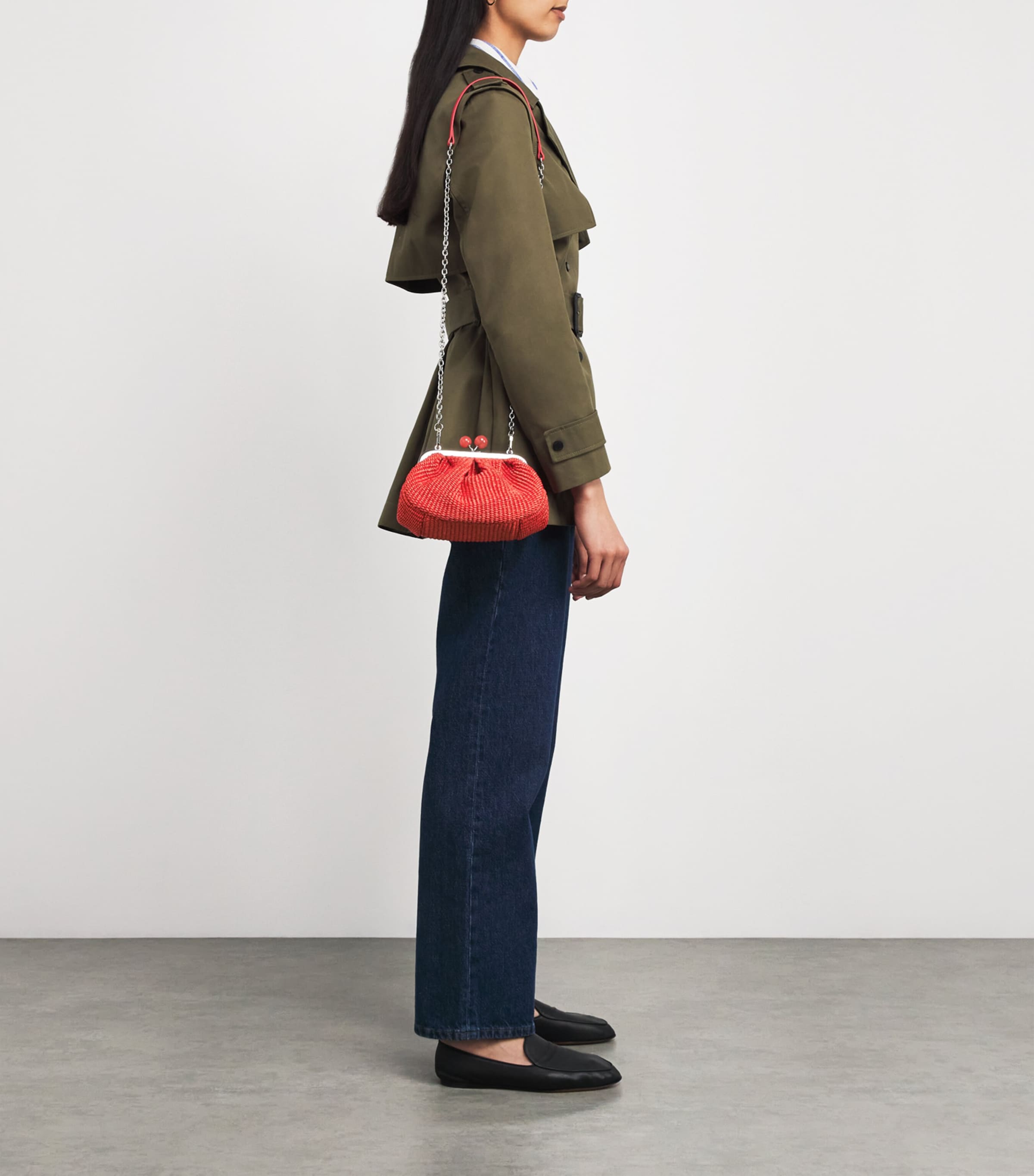 Small Raffia-Effect Pasticcino Bag RED Image 2