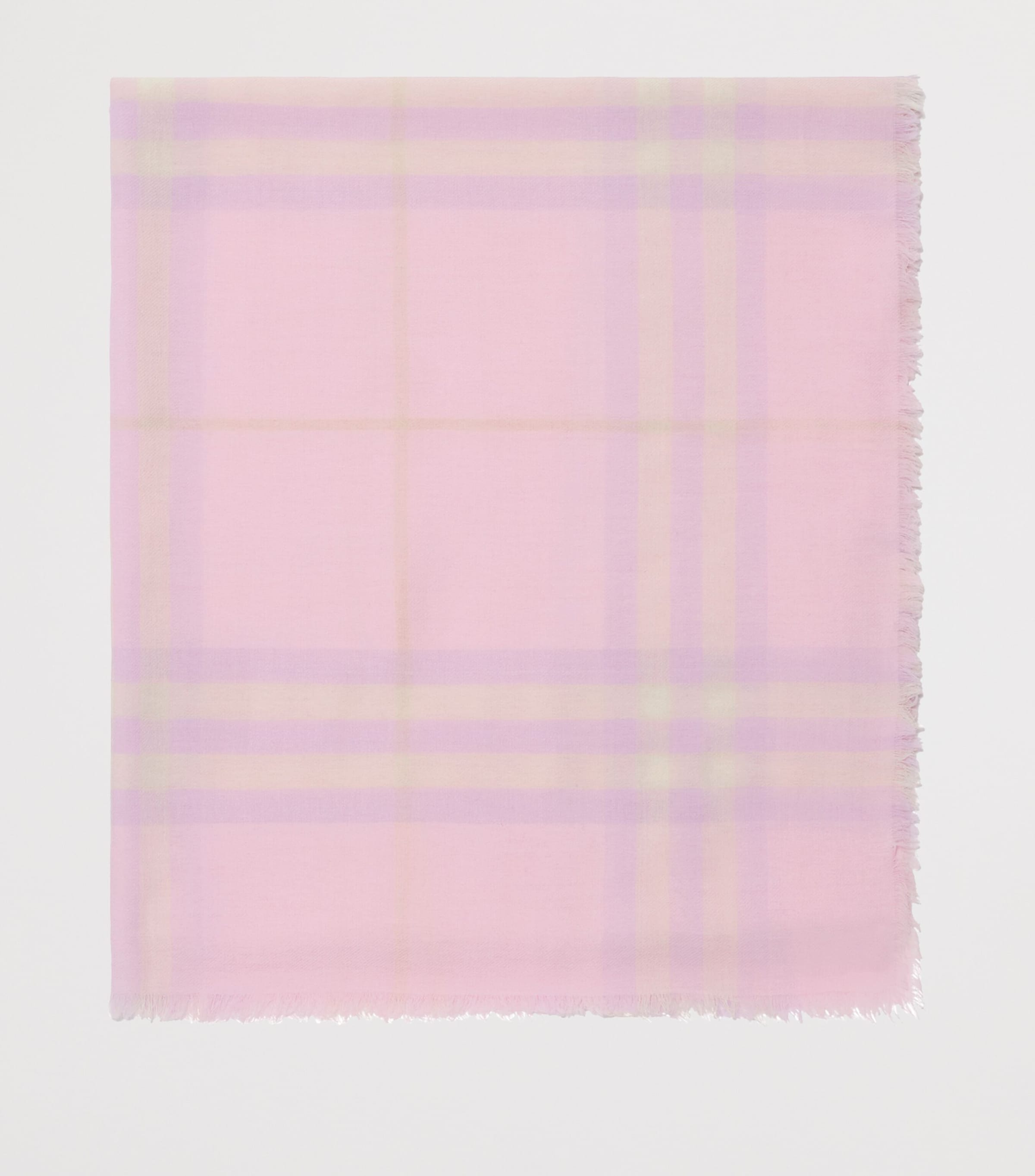 Wool Wide Check Scarf FONDANT PINK Image 6