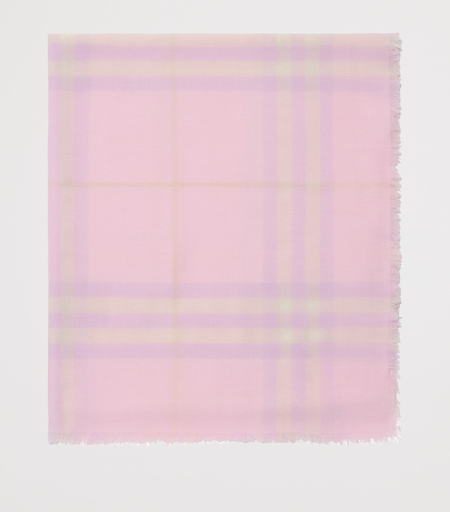 Wool Wide Check Scarf FONDANT PINK Image 6