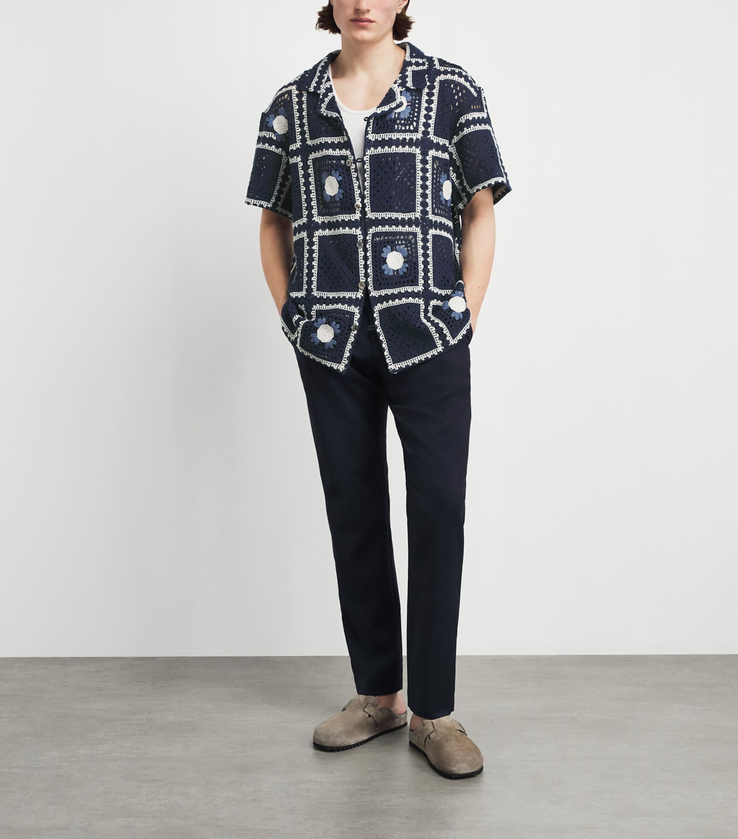 CHÉ Mens Crocheted Tejer Shirt Navy Image 2
