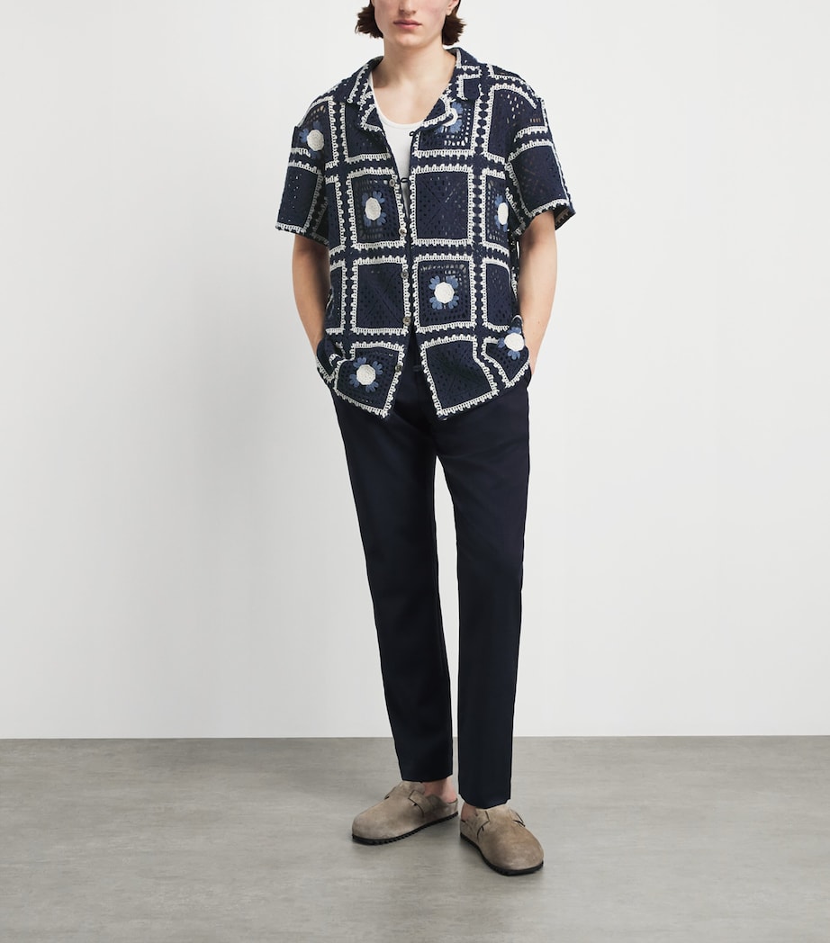 CHÉ Mens Crocheted Tejer Shirt Navy Image 2