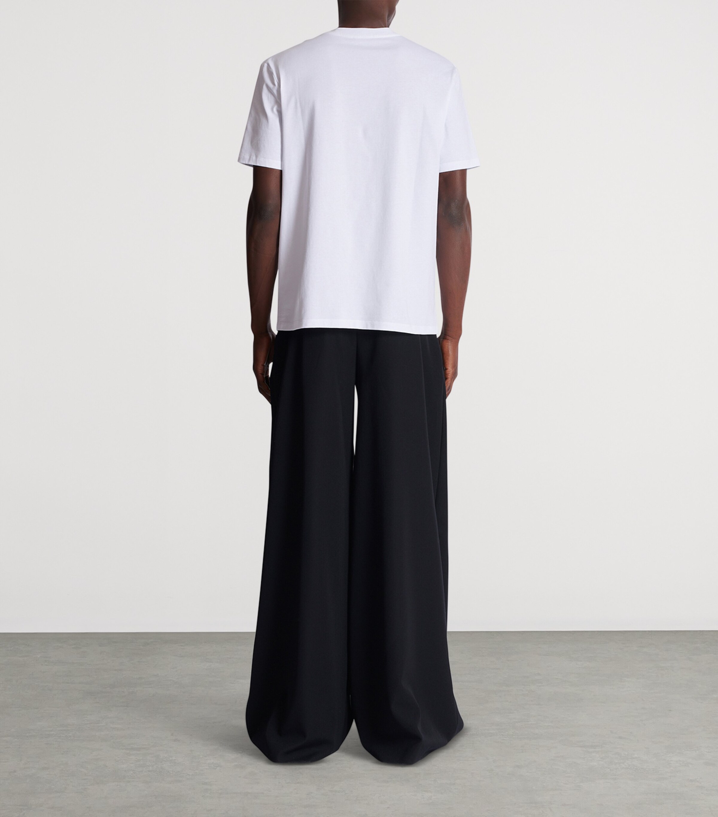 Balmain Mens Cotton Flocked Logo T-Shirt Gab Blanc/noir Image 5