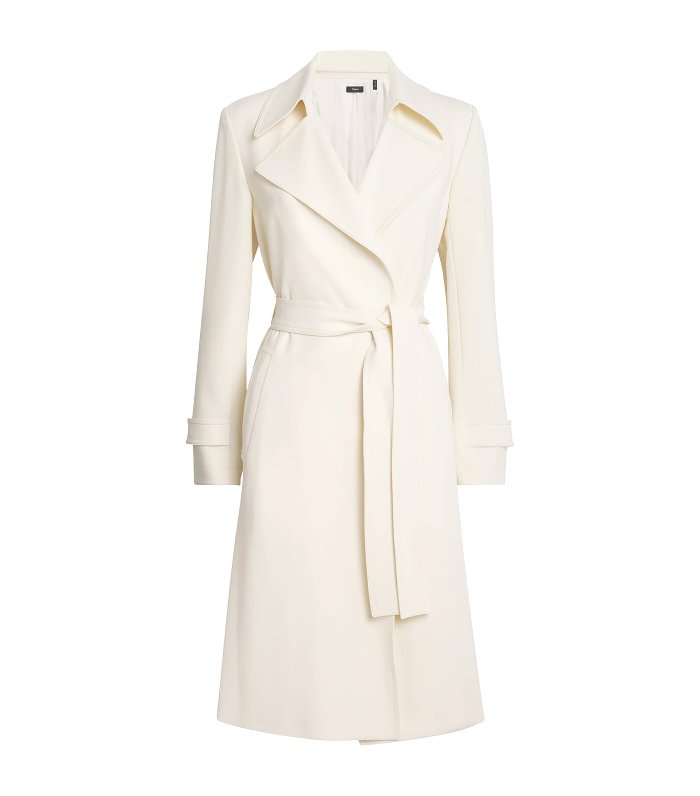 Theory Slim Car Coat In Admiral Crepe In Ivory