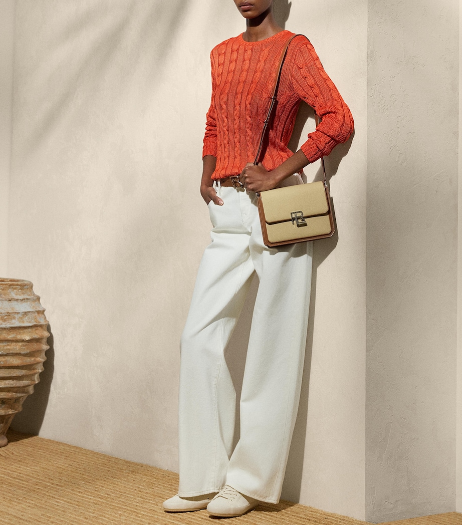 Silk Cable-Knit Sweater BRIGHT ORANGE Image 3