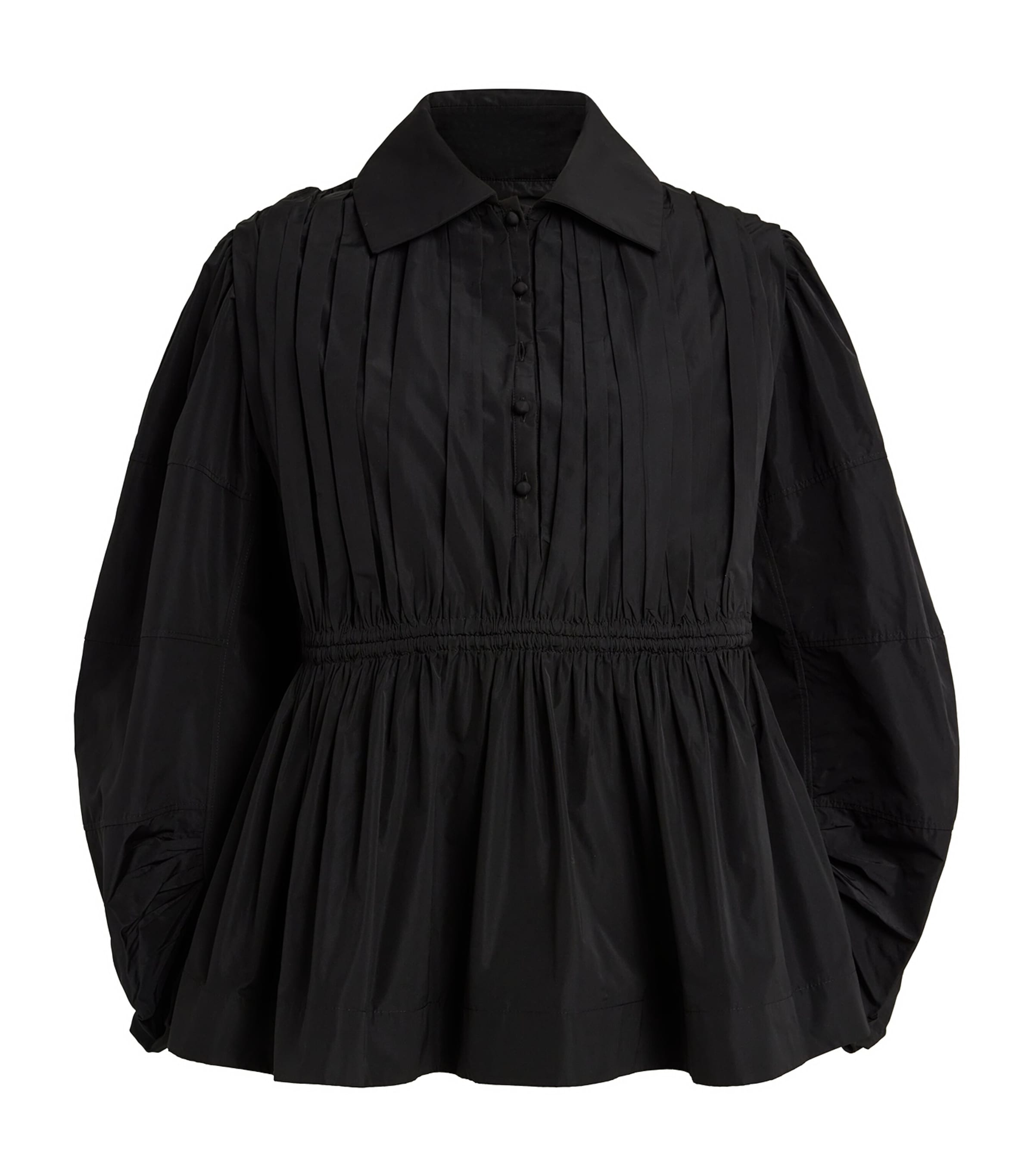 Shop Jil Sander Poplin Pleated Blouse In Black