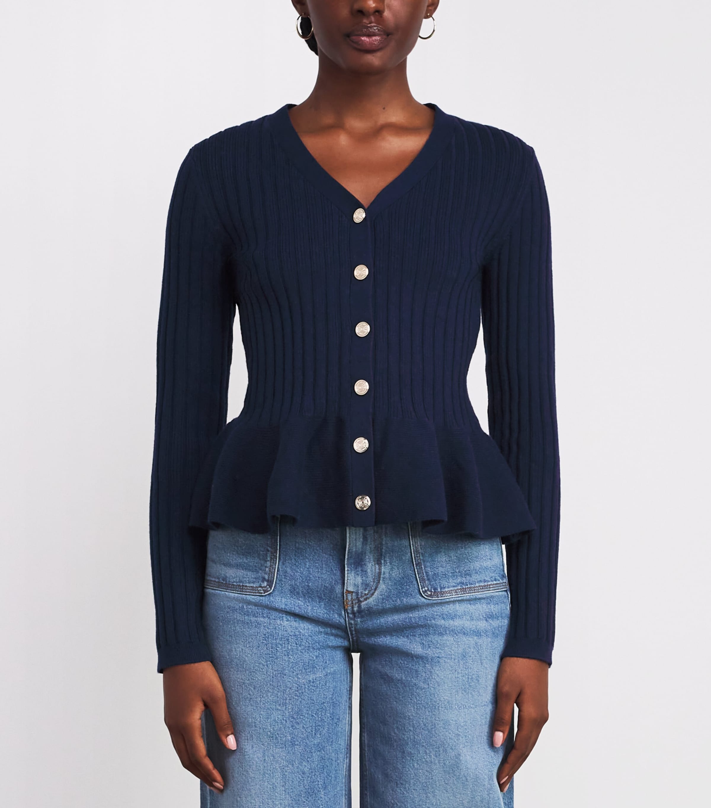 Peplum Cardigan NAVY Image 3