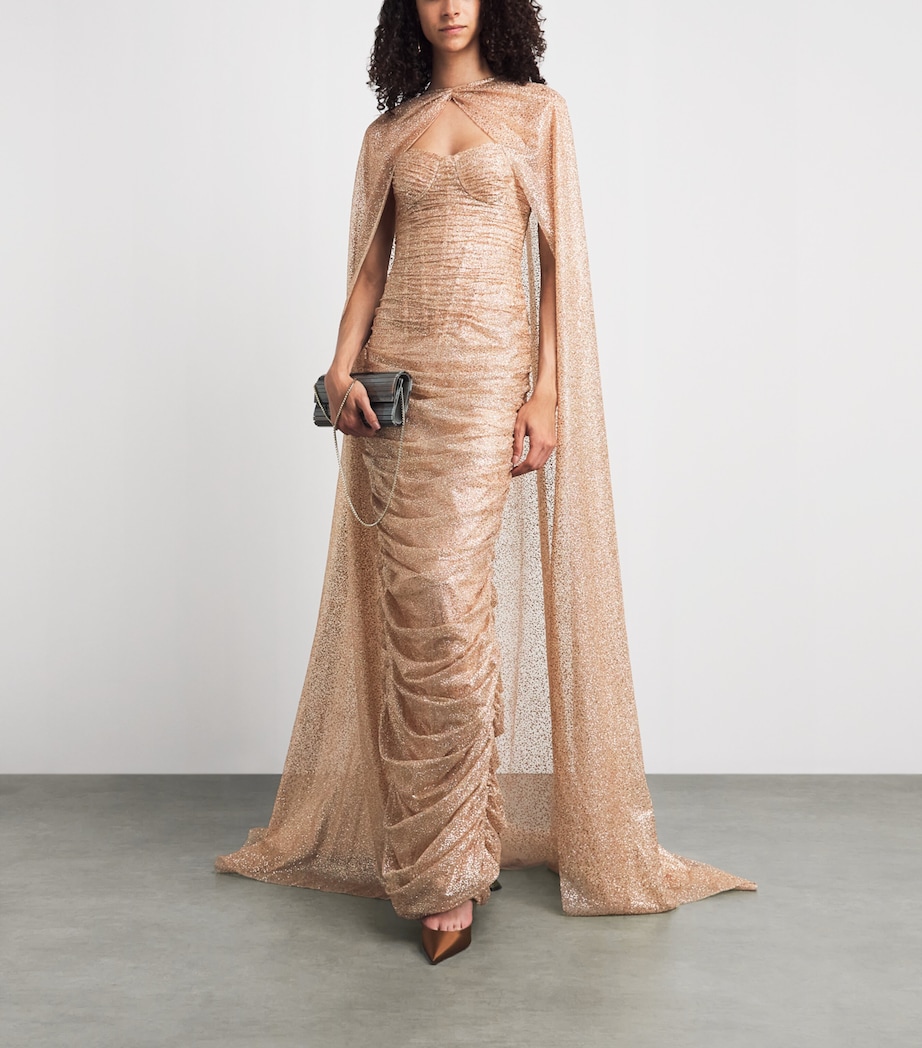 Sandra Mansour Womens Glitter Veil of Light Gown Asis A Rose Image 2