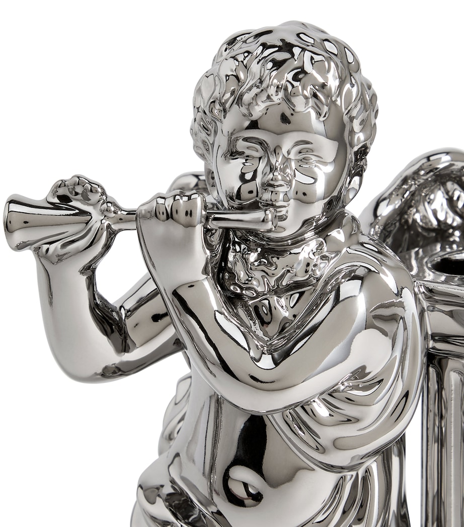Festive Cherub Candlestick Holders (Set of 2) SILVER Image 4