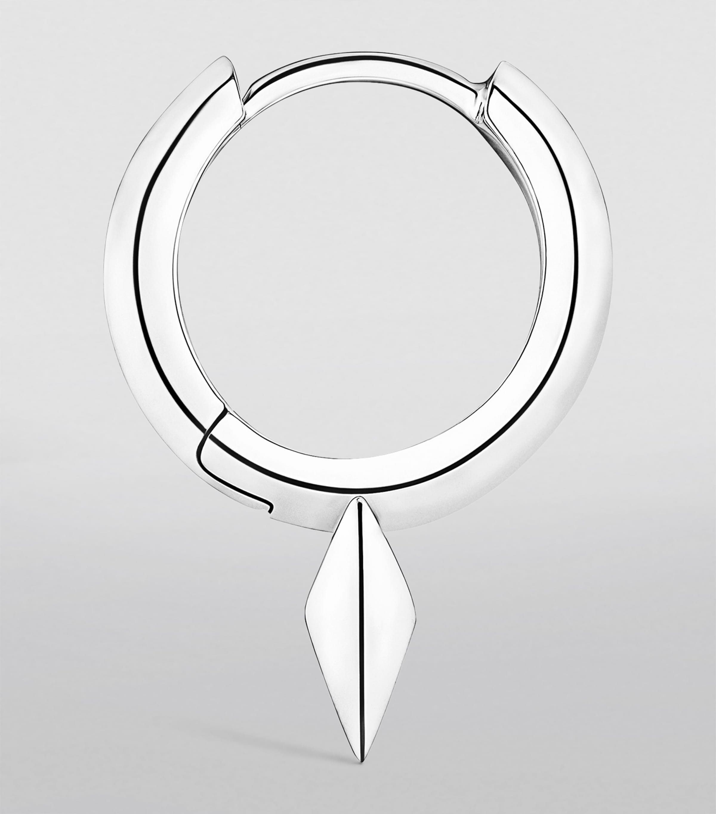 White Gold Faceted Single Short Spike Hoop Earring (8mm) WHITE GOLD Image 4