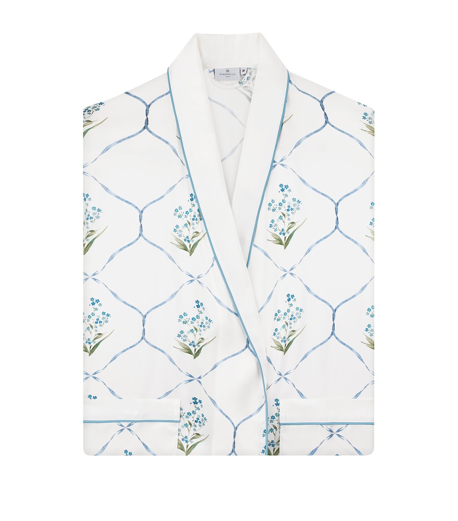 x Memo Press Silk Floral Robe (Medium) BLUE/IVORY Image 2