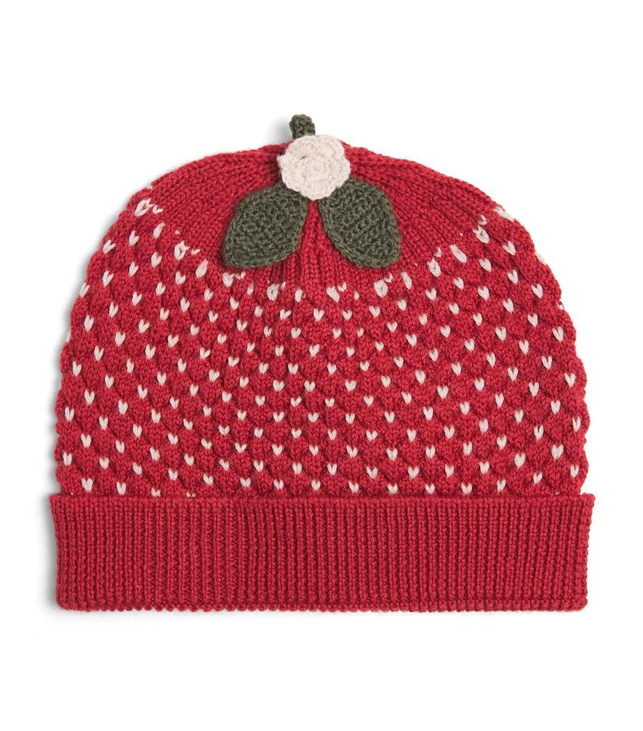 KONGES SLOJD Merino Wool Strawberry Beanie Red Image 1