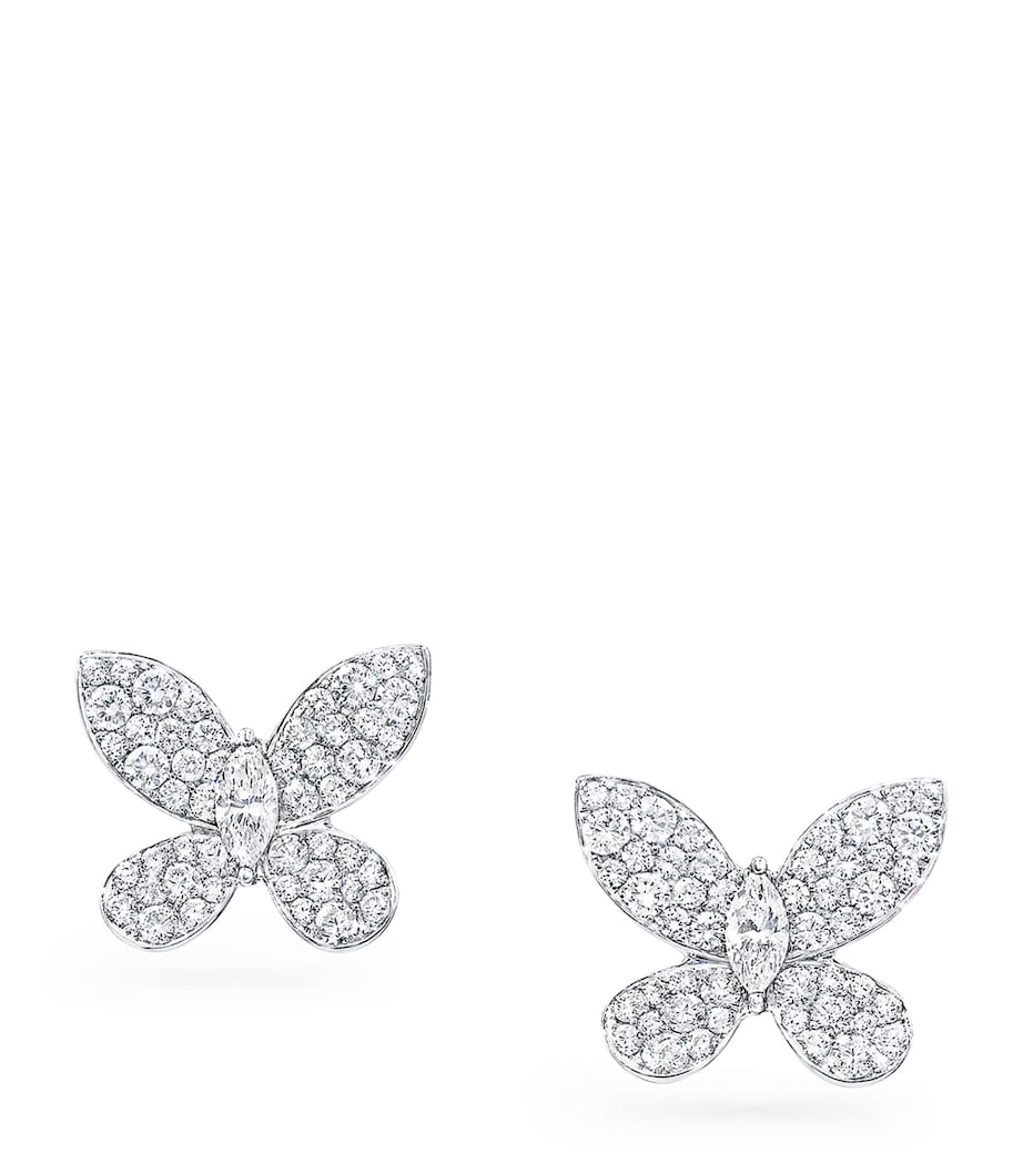 White Gold and Diamond Butterfly Stud Earrings WHITE GOLD Image 1