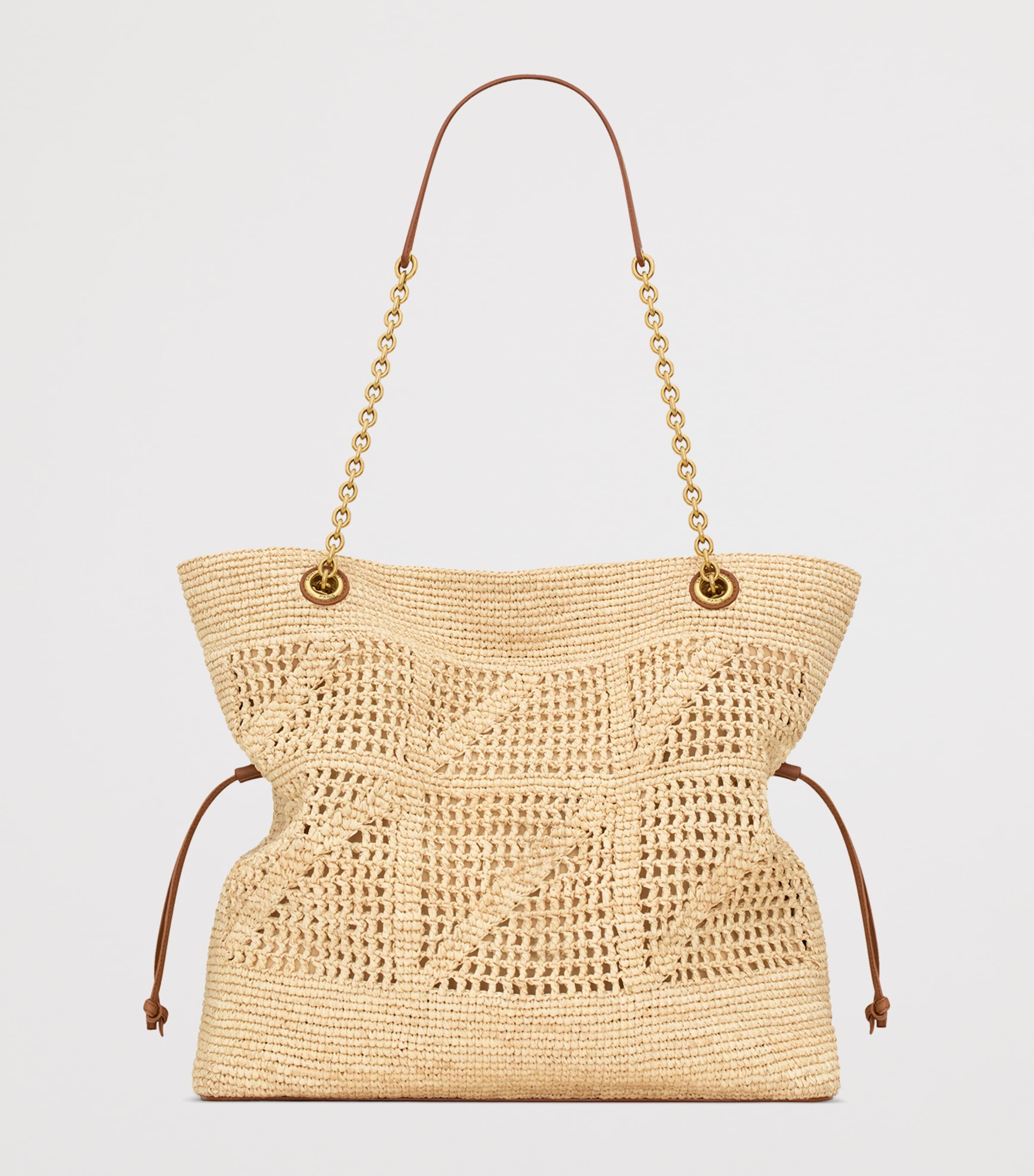 Saint Laurent Beige Raffia Jamie Shopping Bag | Harrods US