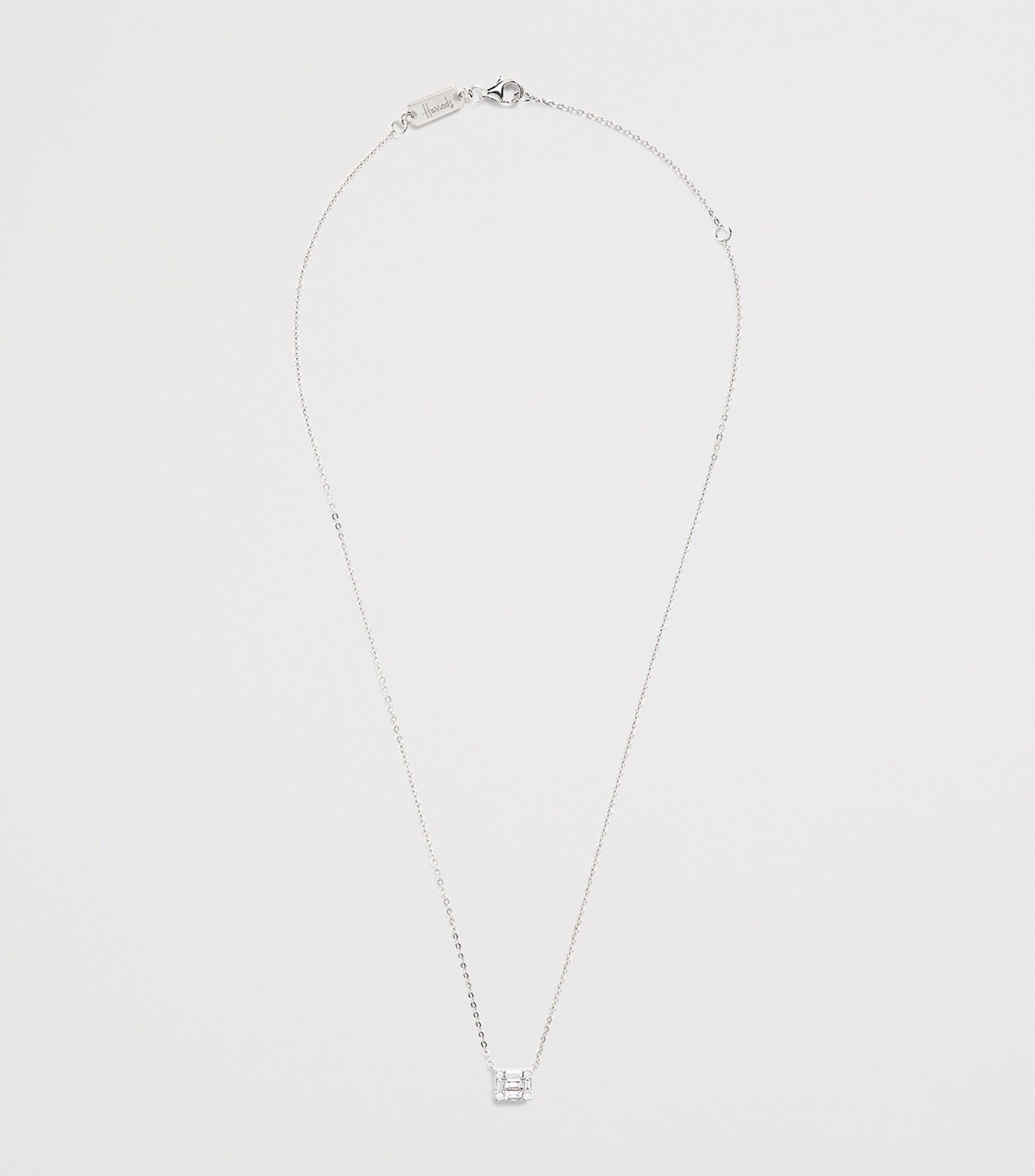 White Gold and Diamond Square Illusion Necklace (0.40ct) WHITE GOLD Image 3