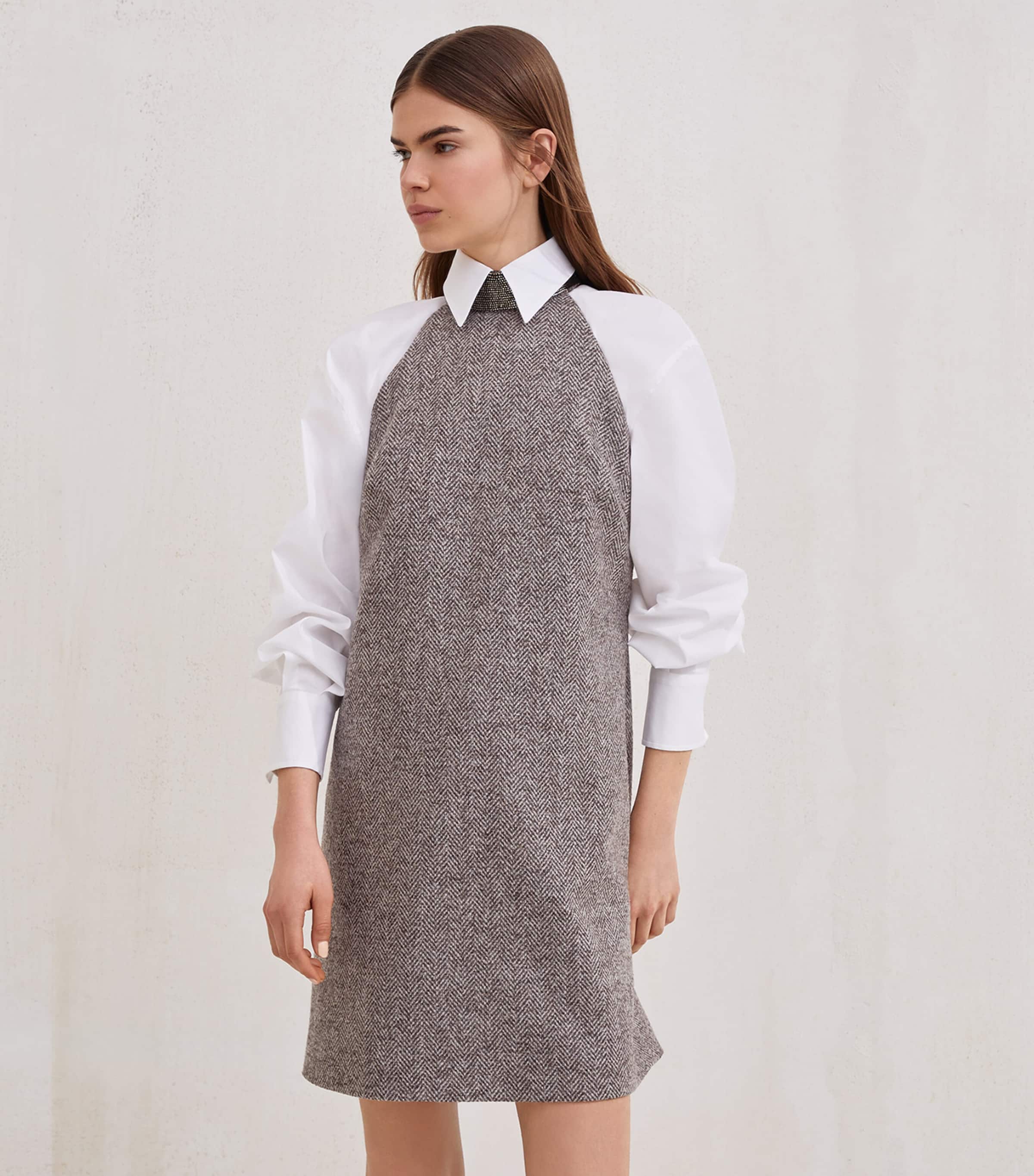 Wool-Blend Tweed Mini Dress C136 Image 2
