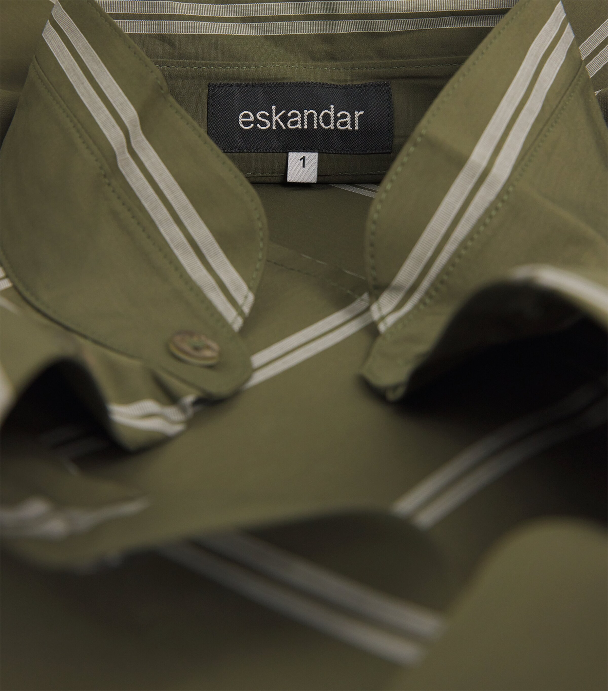 Slim Double Stand-Collar Shirt OLIVE Image 5