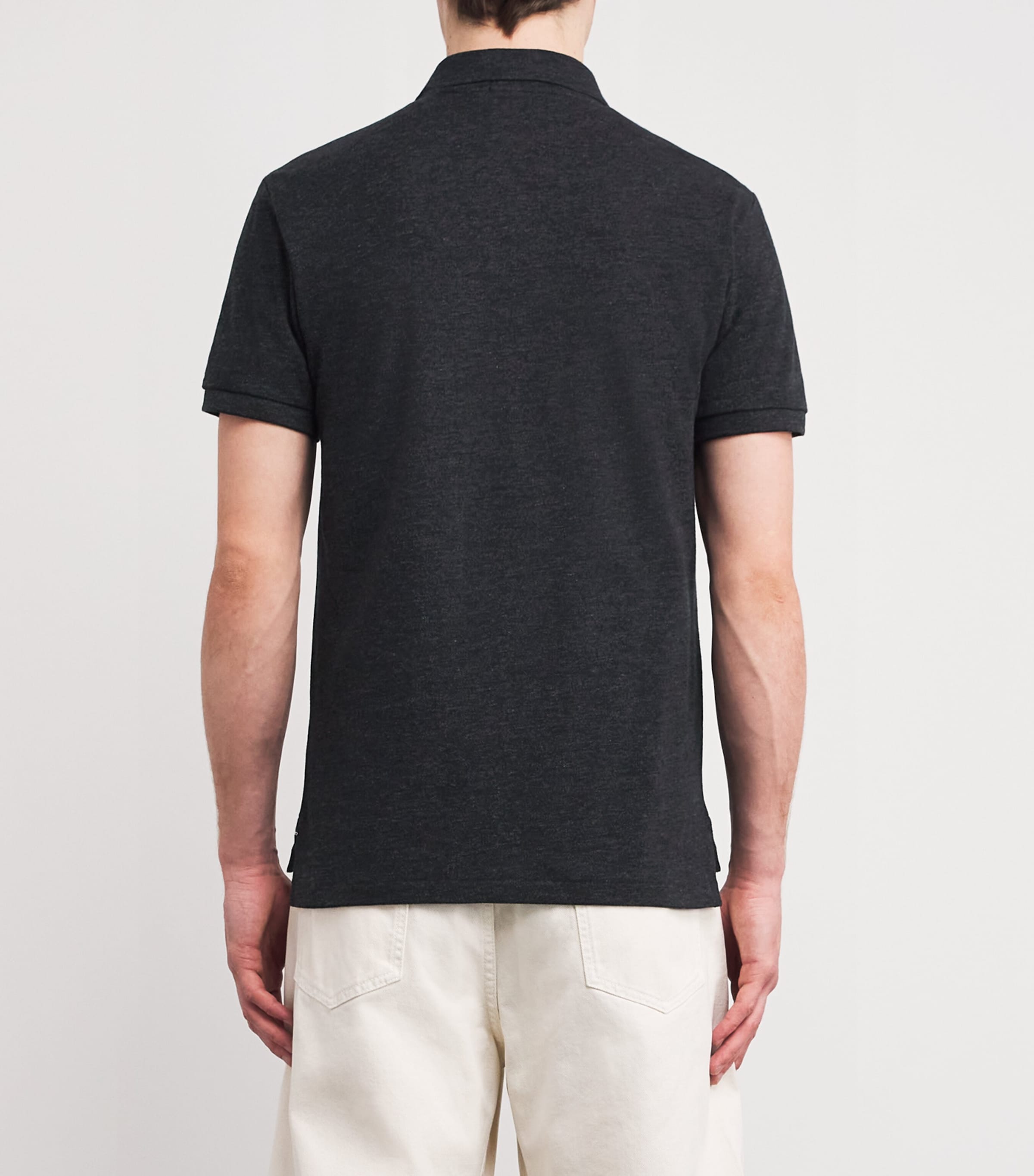 Cotton Mesh Slim-Fit Polo Shirt BLACK MARL HEATHER Image 4