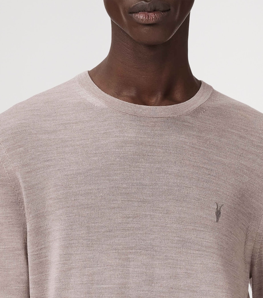 AllSaints Mens Merino Wool Mode Sweater Stone Taupe Image 5