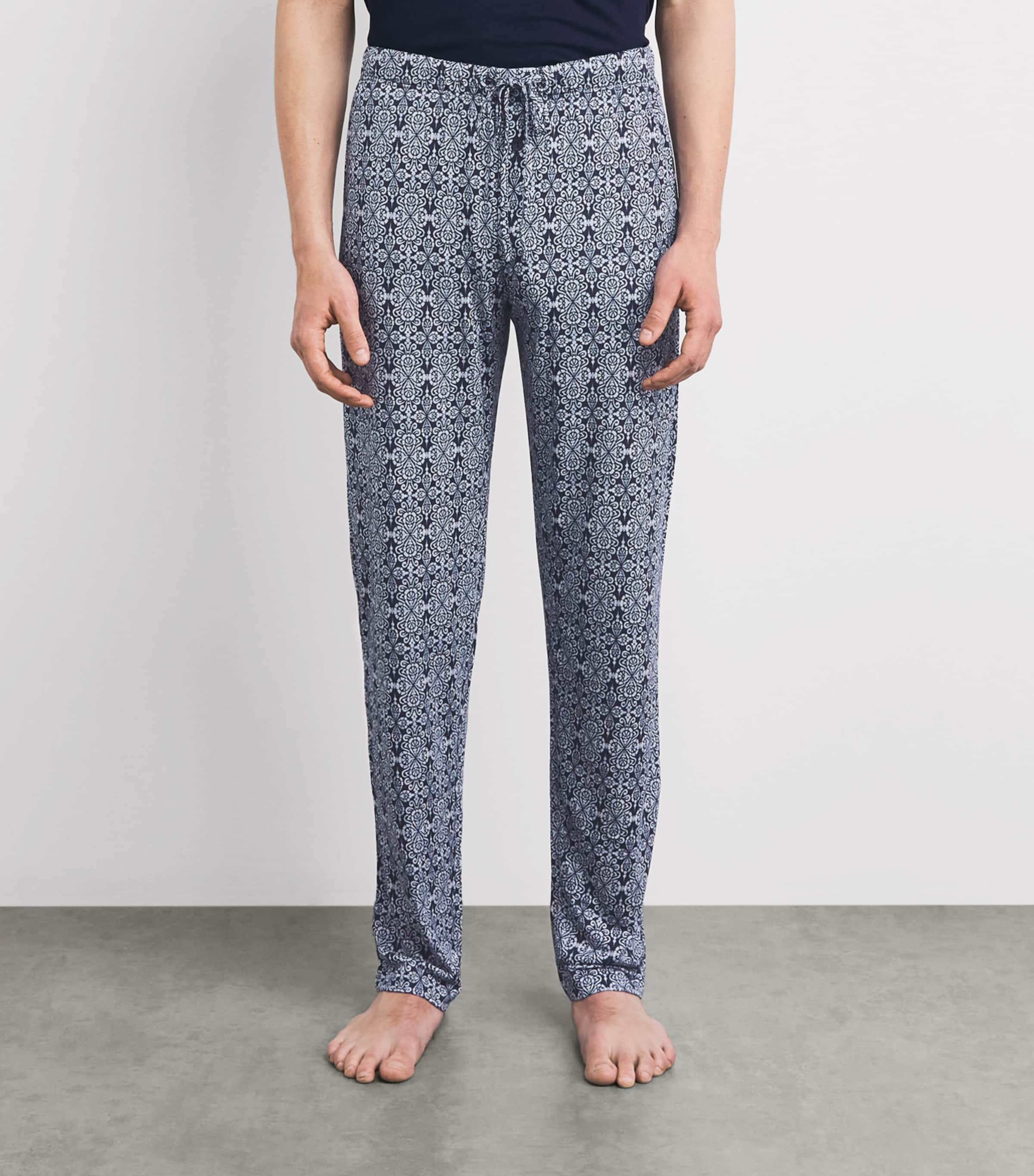 Hanro Mens Cotton Night & Day Lounge Trousers Heritage Tiles Image 4