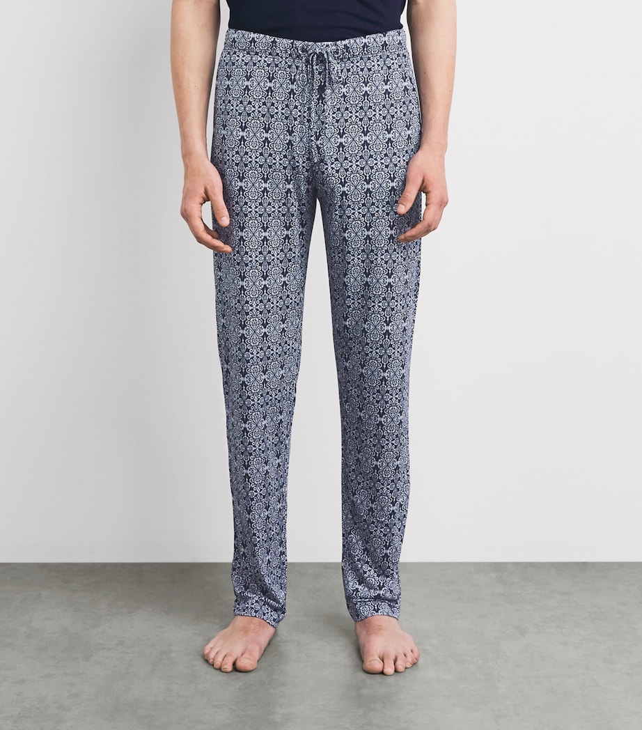 Hanro Mens Cotton Night & Day Lounge Trousers Heritage Tiles Image 4