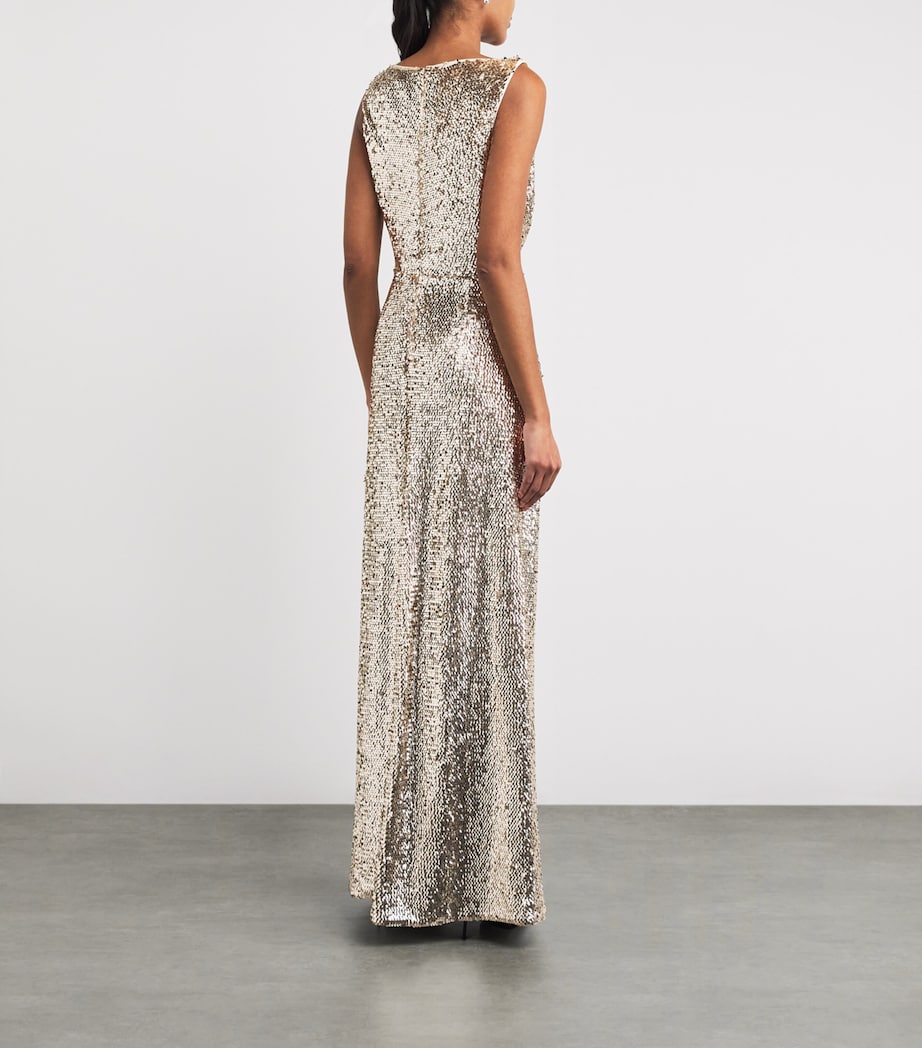 Sequinned Felicity Maxi Dress GOLD MULTI Image 3